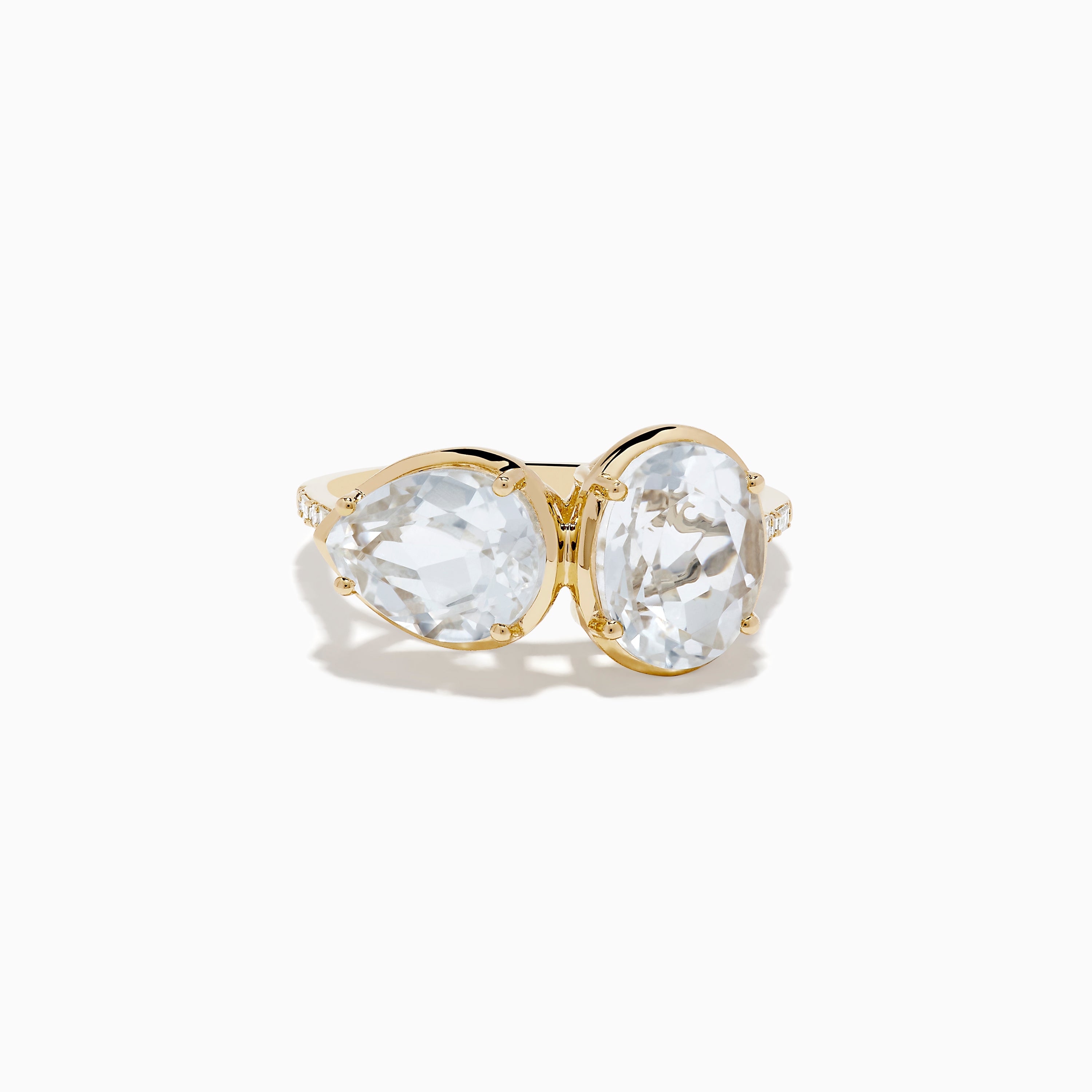 14K Yellow Gold White Topaz and Diamond Ring