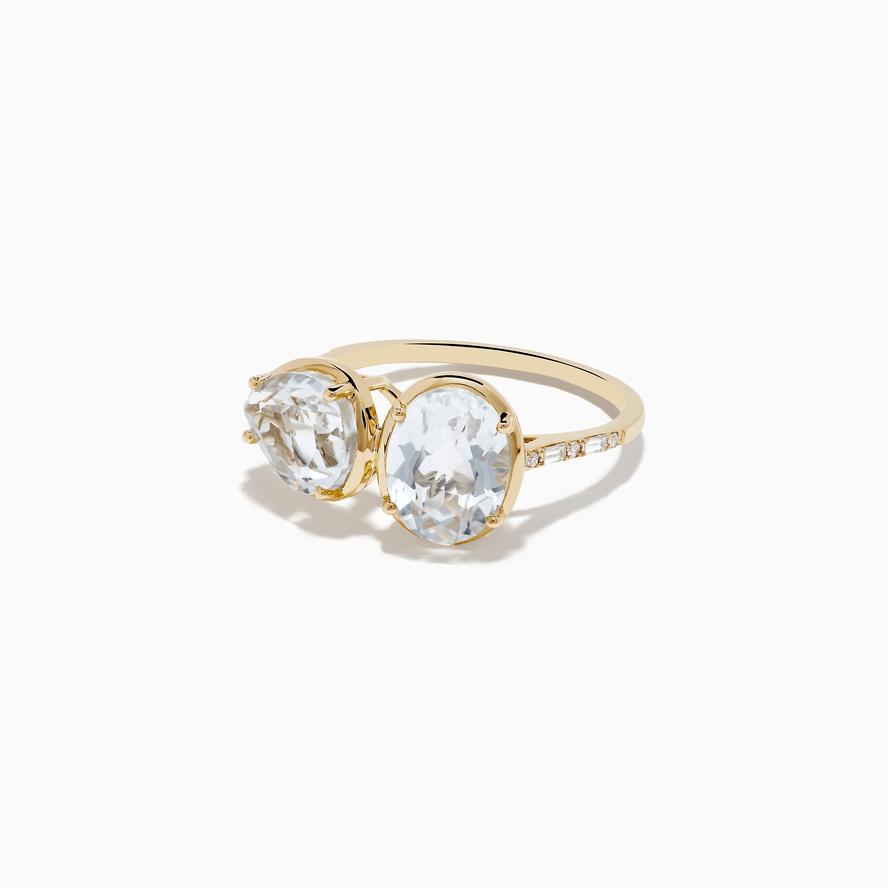 14K Yellow Gold White Topaz and Diamond Ring