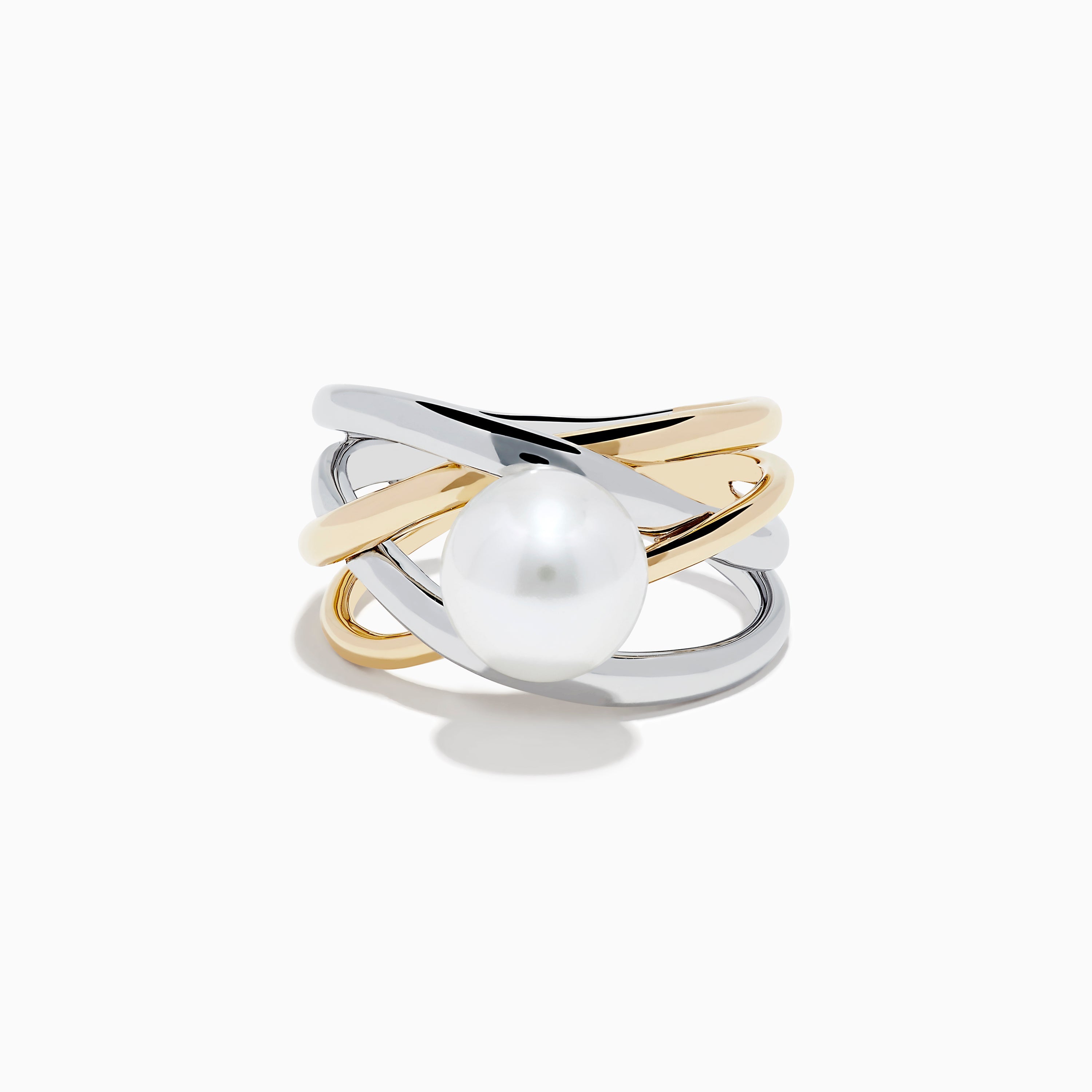 925 Sterling Silver and 14K Yellow Gold Fresh Water Pearl Ring