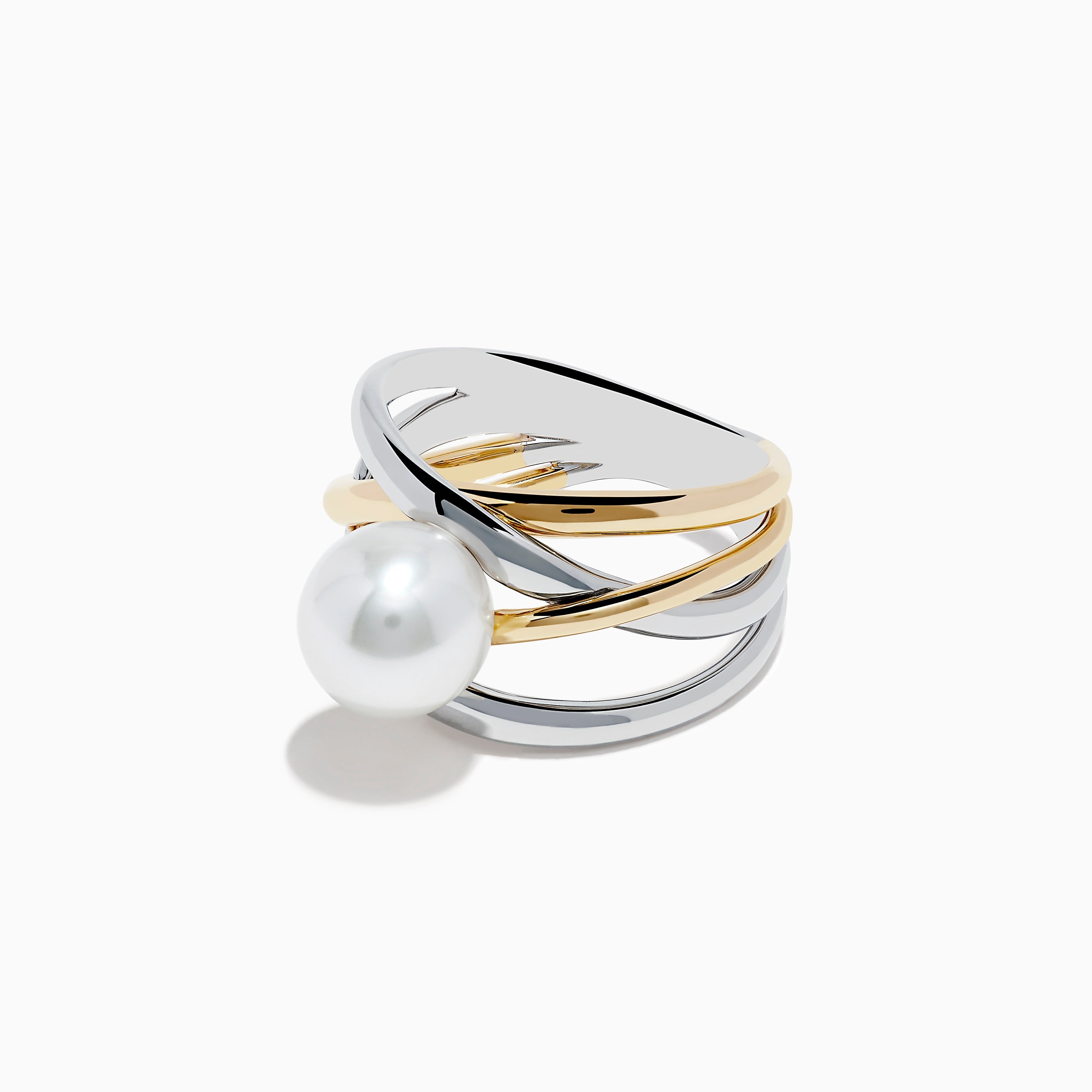 925 Sterling Silver and 14K Yellow Gold Fresh Water Pearl Ring