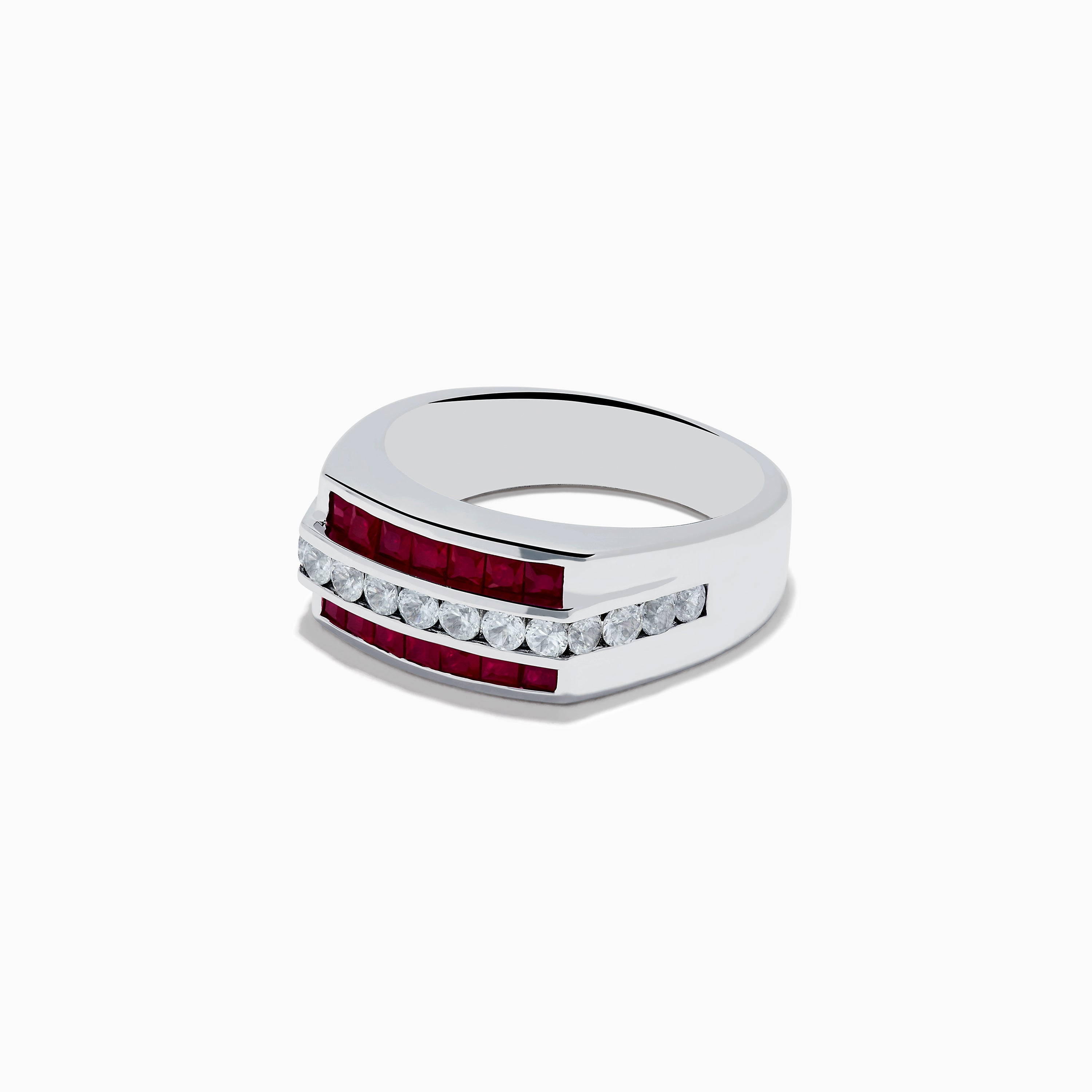 Men's 925 Sterling Silver Ruby and White Sapphire Ring