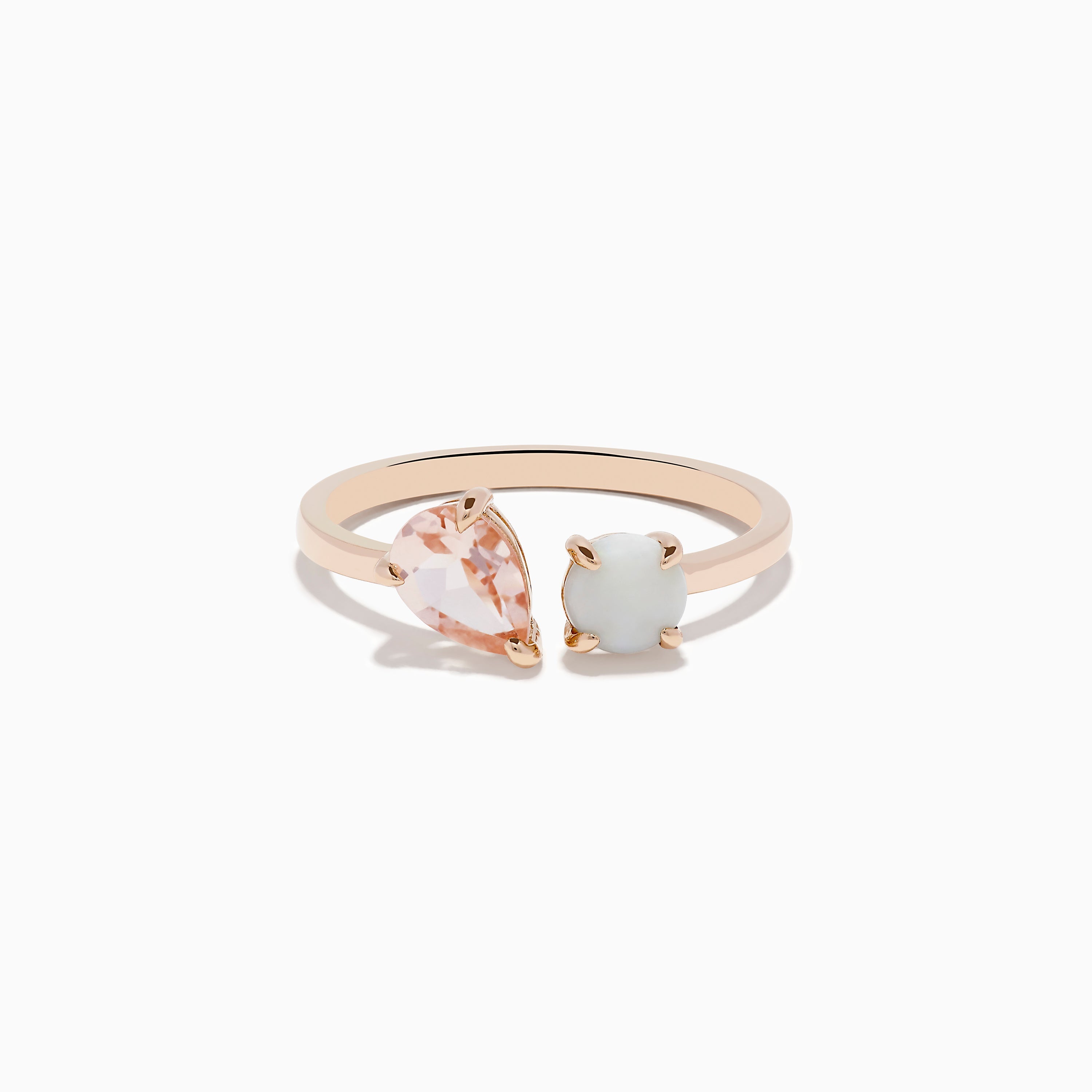 Aurora 14K Rose Gold Opal and Morganite Toi Et Moi Ring