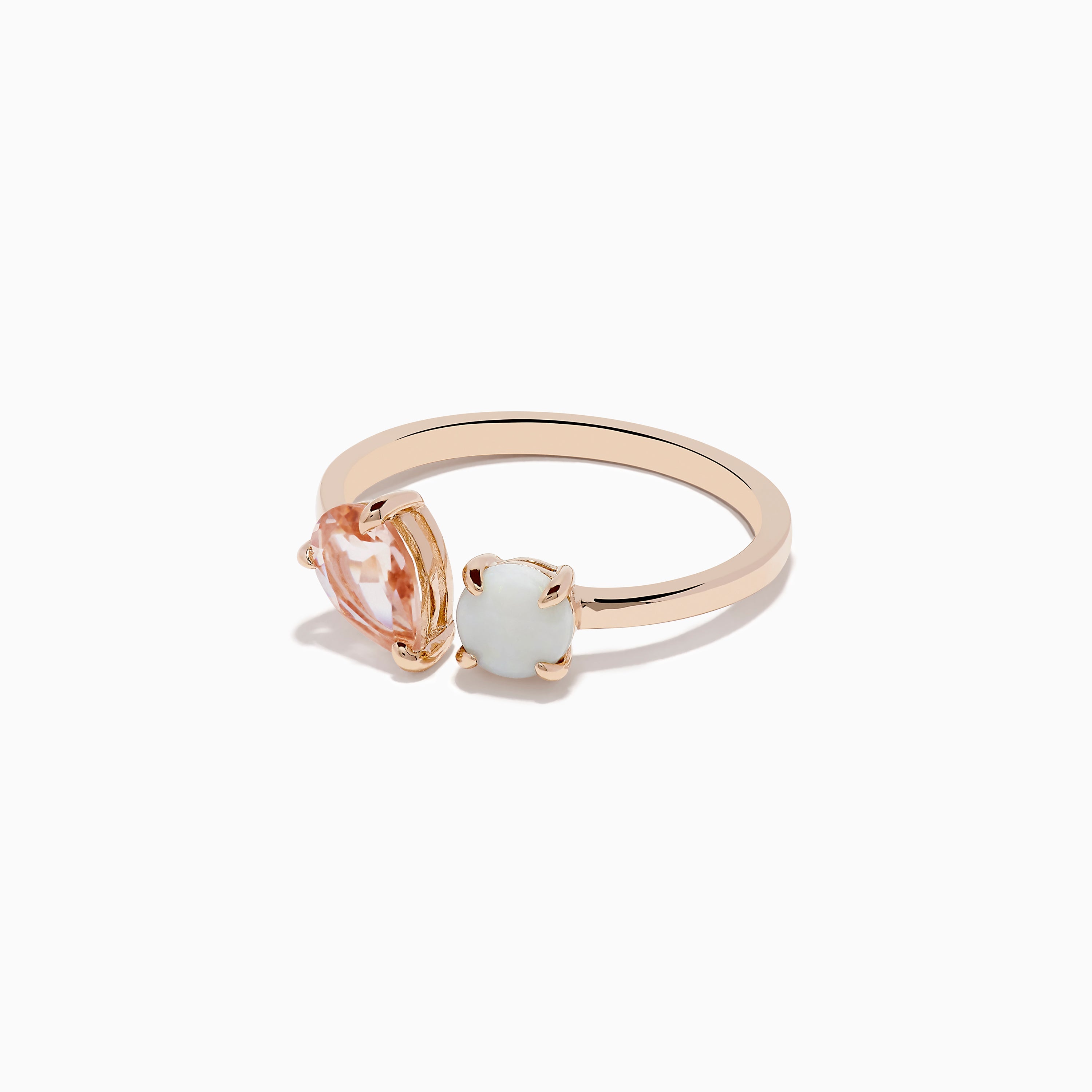 Aurora 14K Rose Gold Opal and Morganite Toi Et Moi Ring