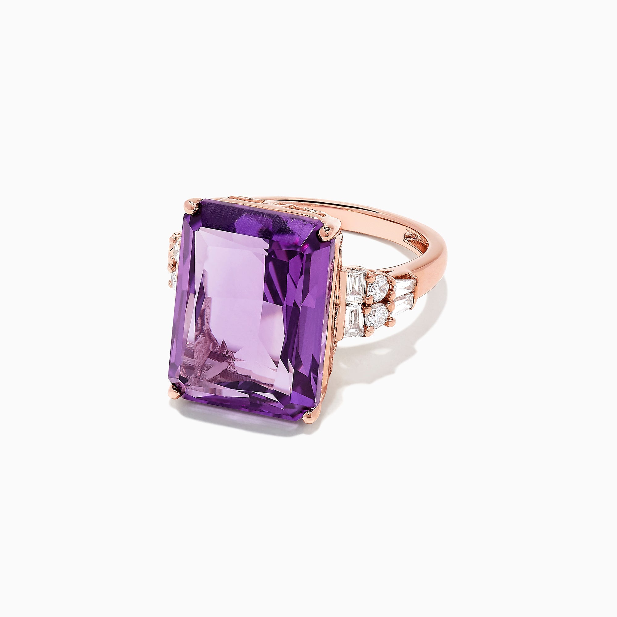 14K Rose Gold Amethyst and Diamond Cocktail Ring, 11.94 TCW