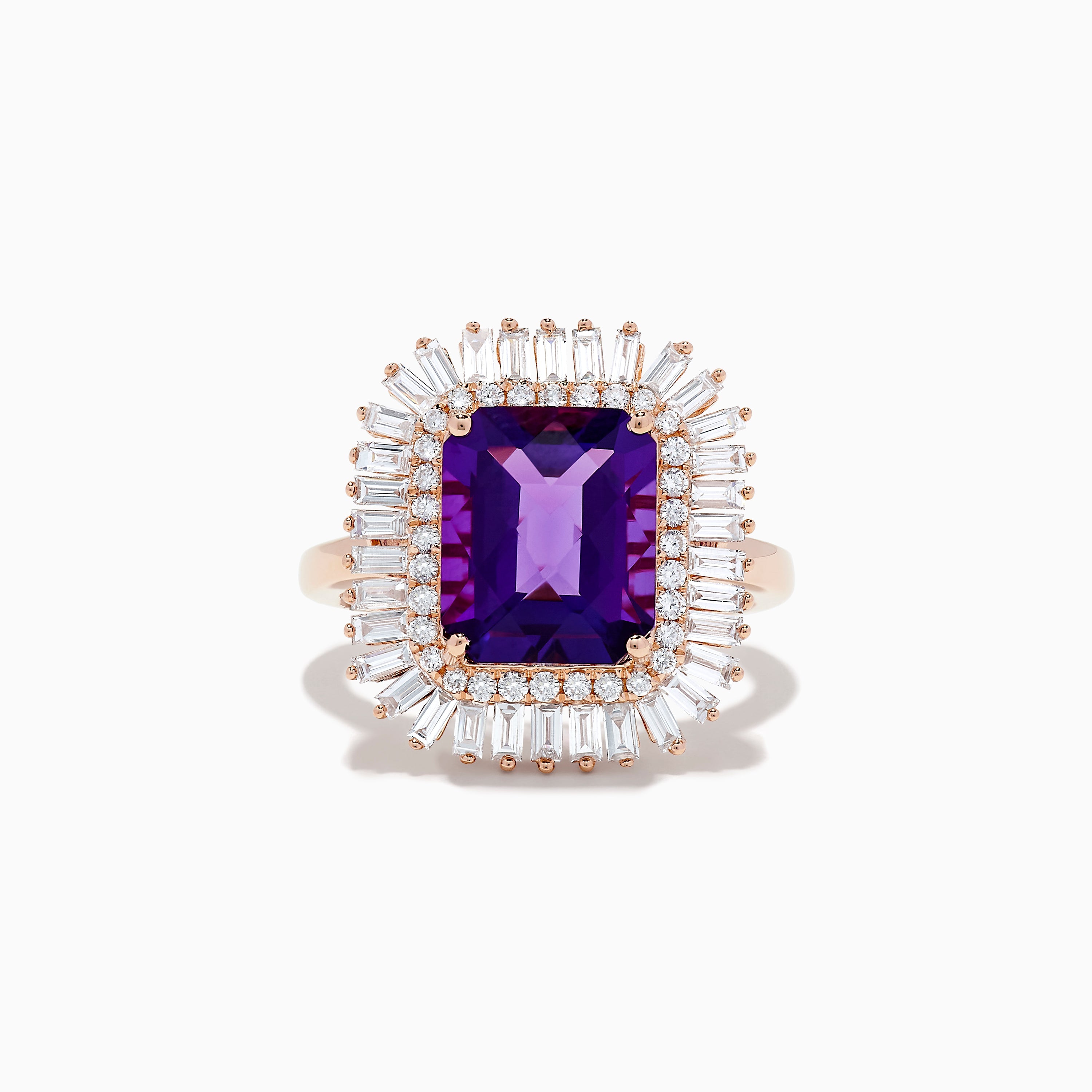 14K Rose Gold Amethyst and Diamond Cocktail Ring