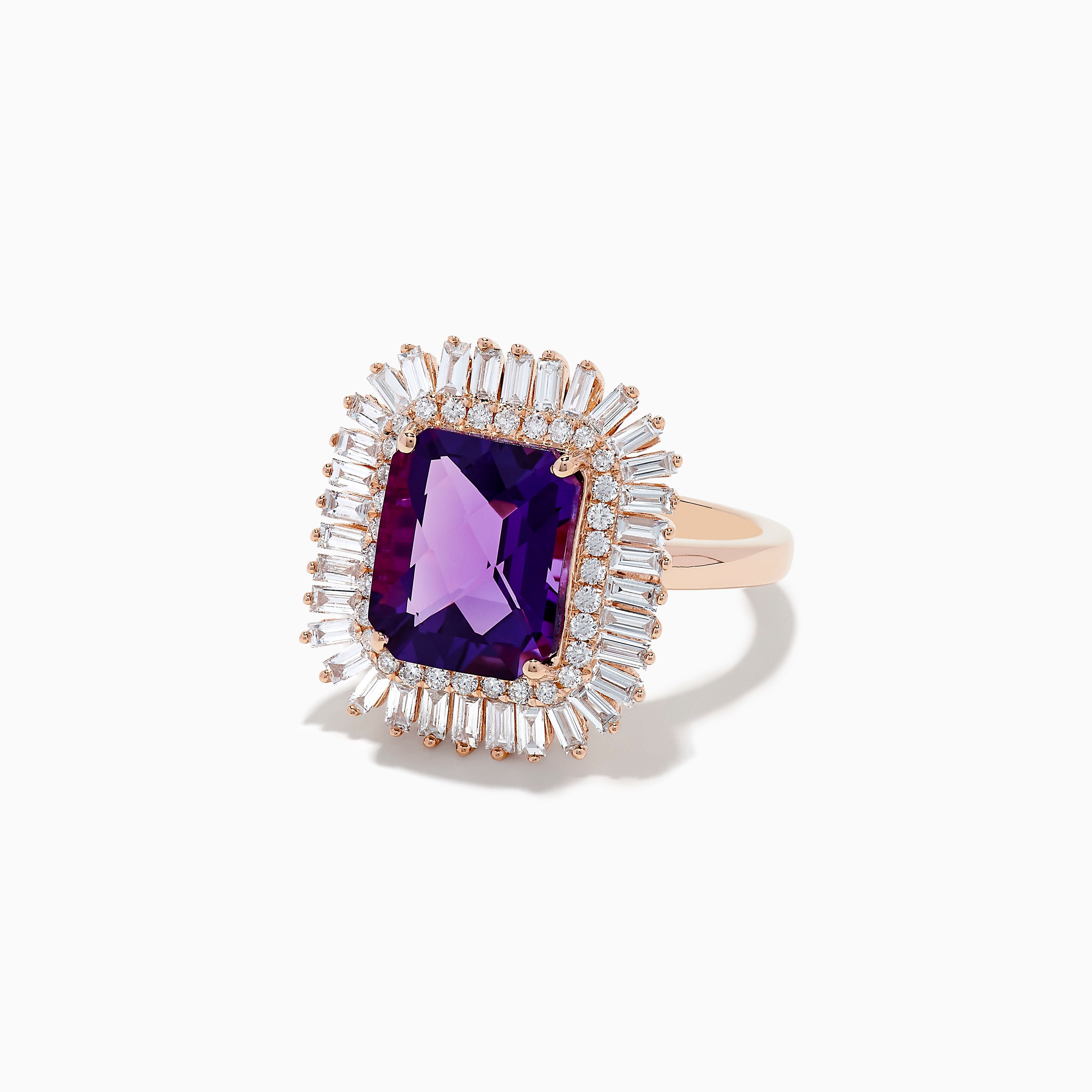 14K Rose Gold Amethyst and Diamond Cocktail Ring