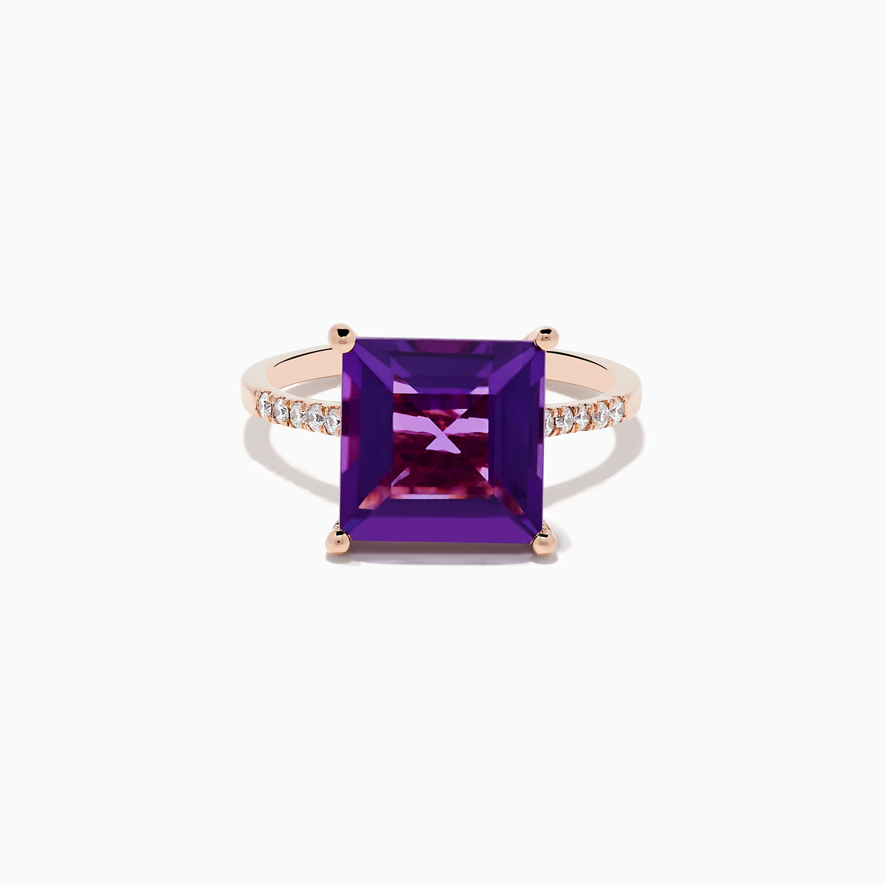 14K Rose Gold Amethyst and Diamond Ring