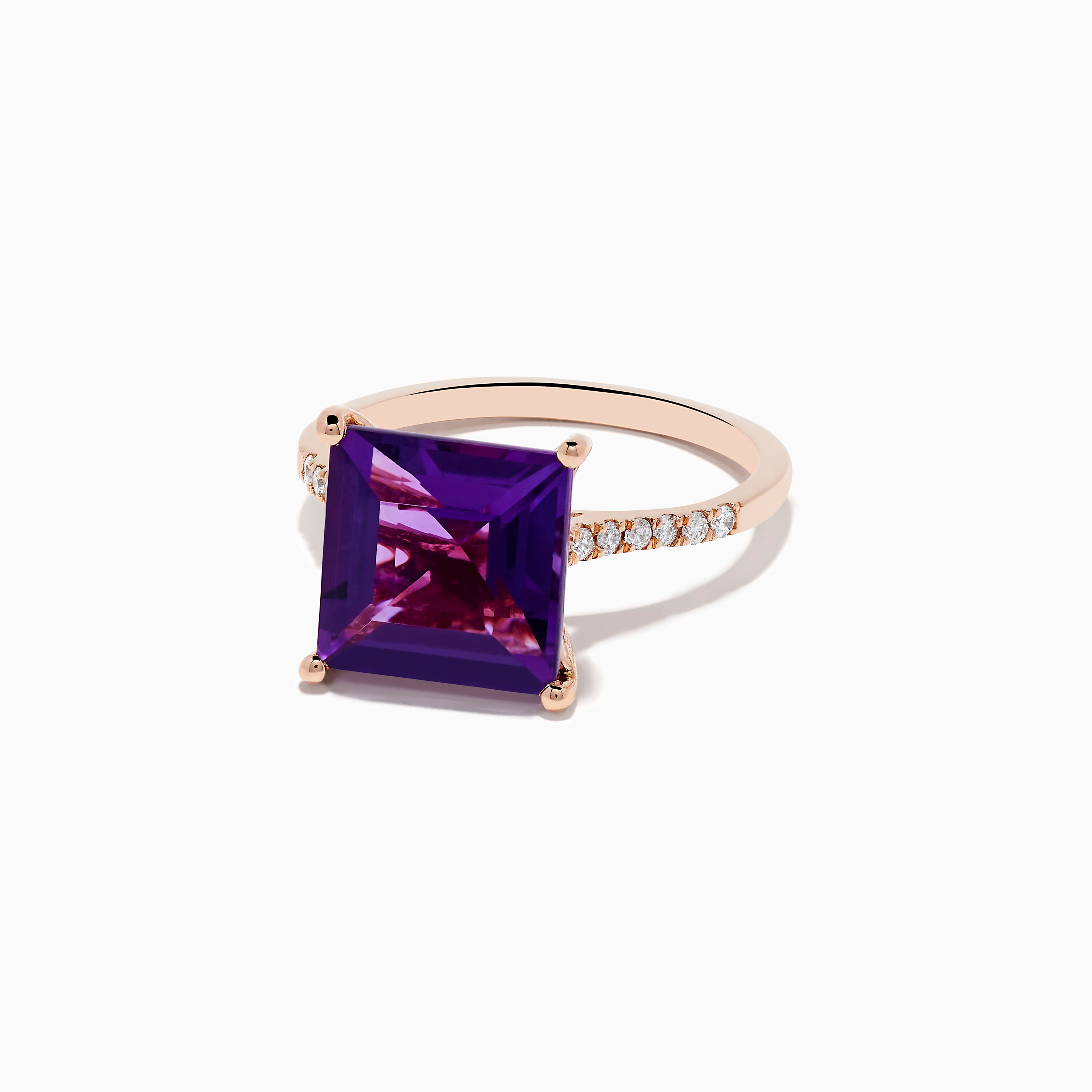 14K Rose Gold Amethyst and Diamond Ring