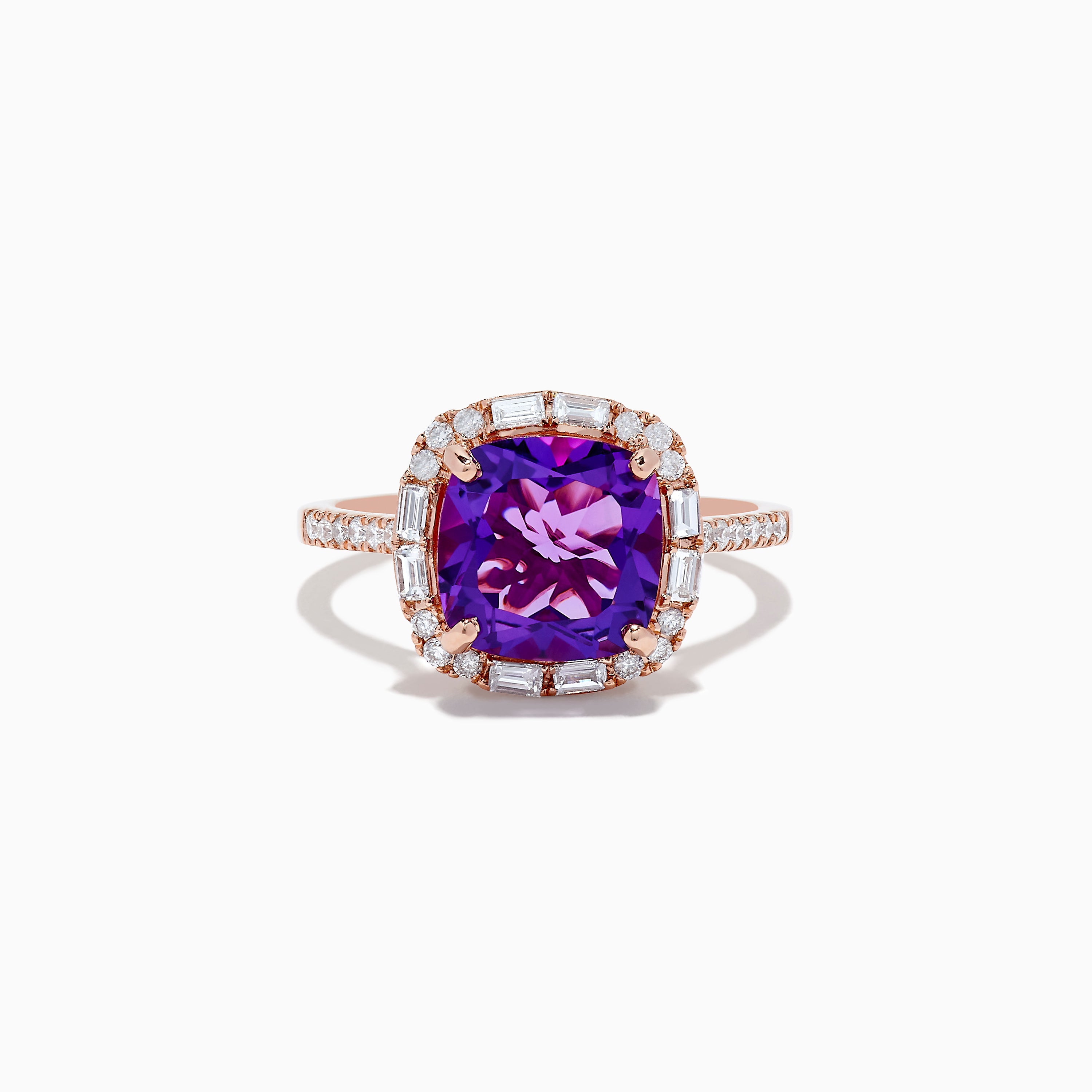 14K Rose Gold Amethyst and Diamond Ring