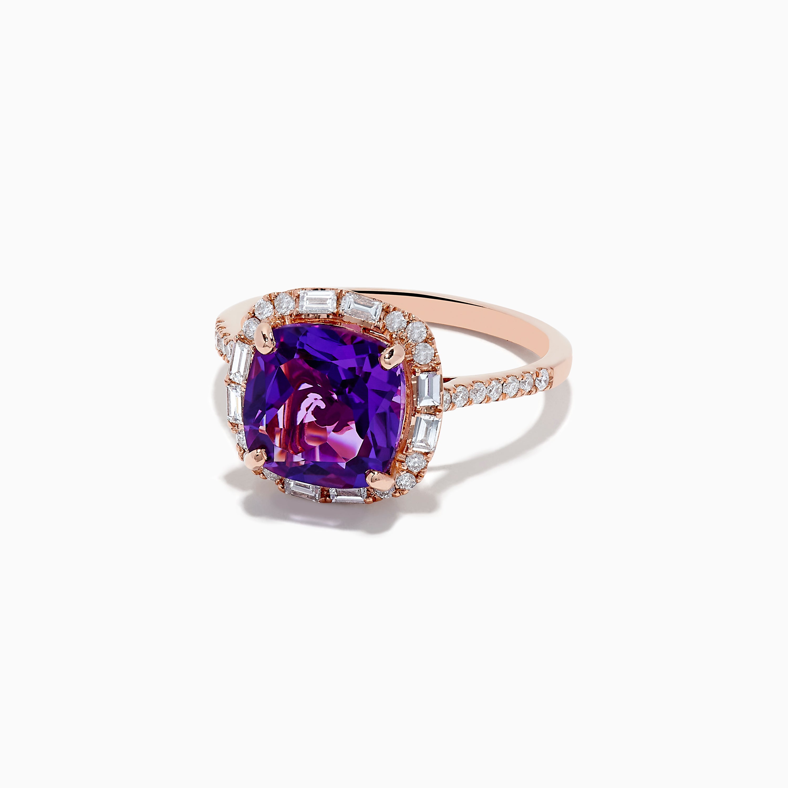 14K Rose Gold Amethyst and Diamond Ring