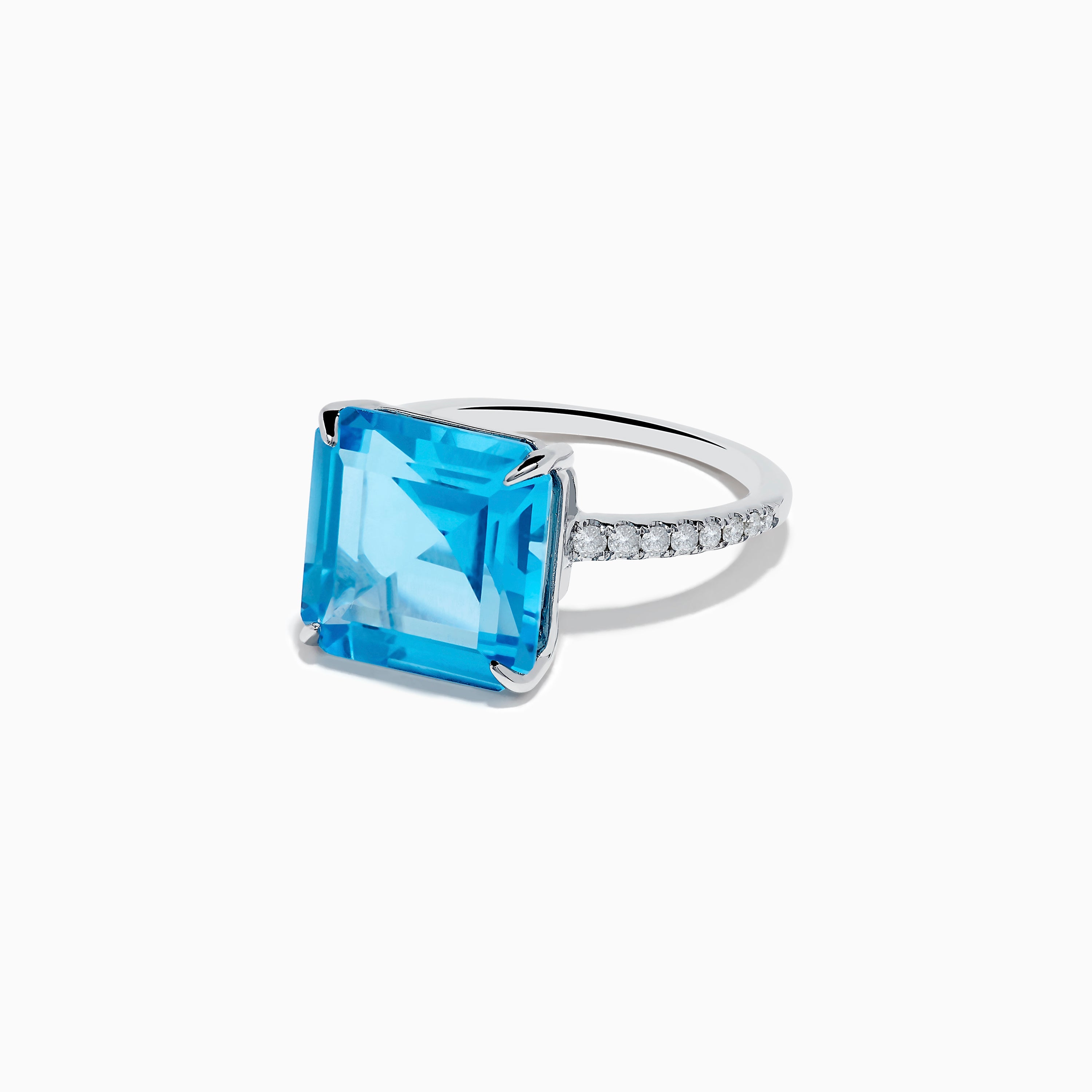 Ocean Bleu 14K White Gold Blue Topaz and Diamond Ring