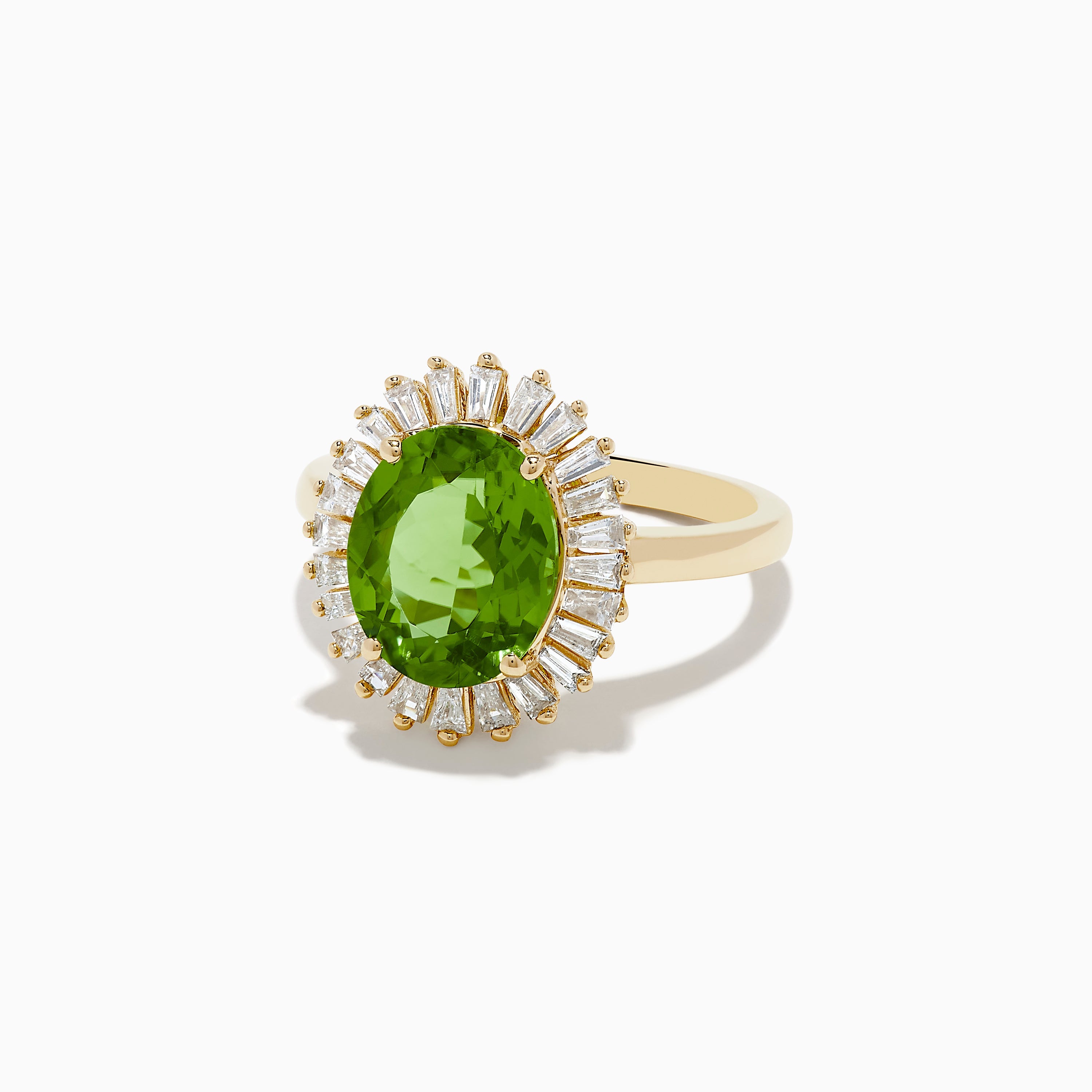 14K Yellow Gold Peridot and Diamond Ring