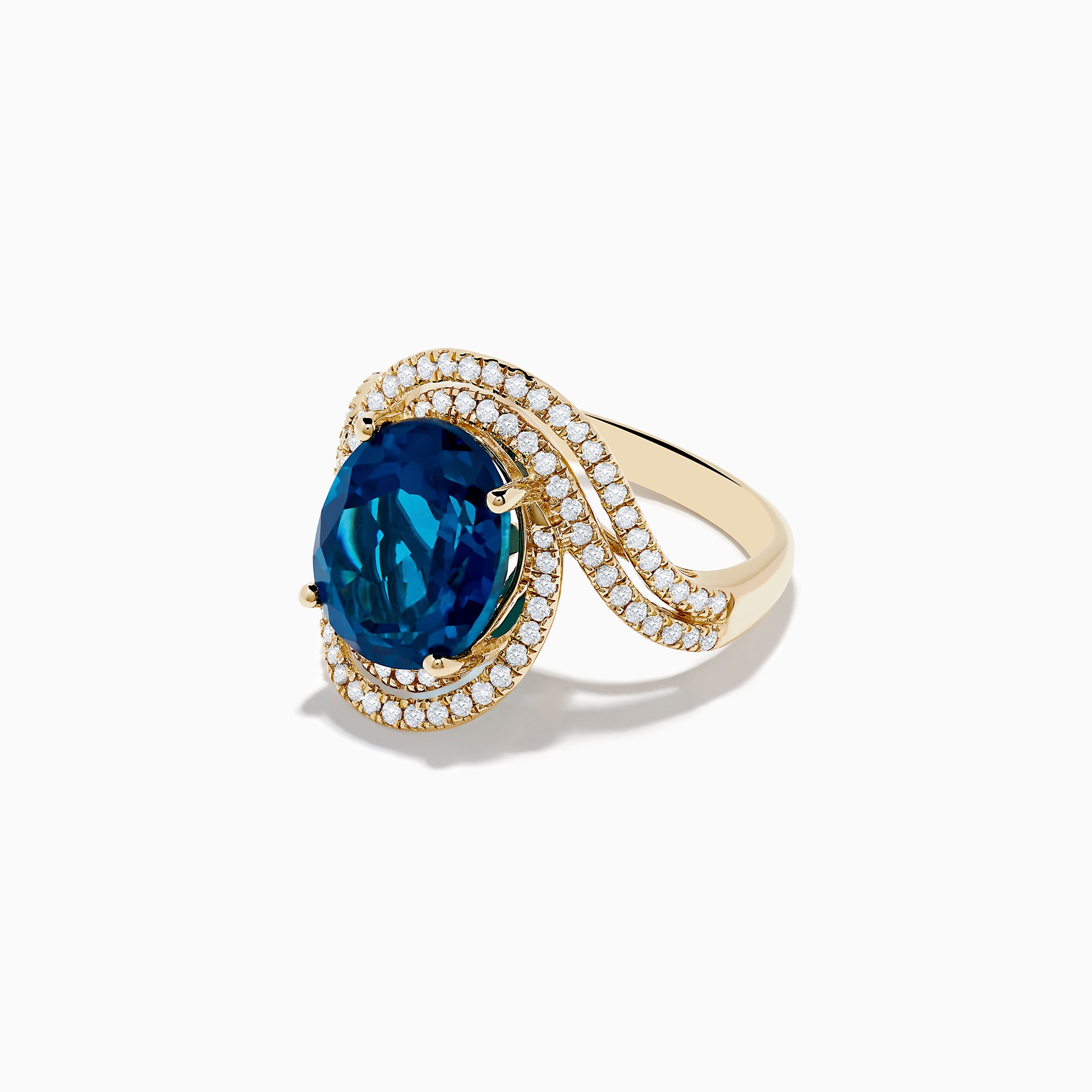 Ocean Blue 14K Gold London Blue Topaz and Diamond Ring