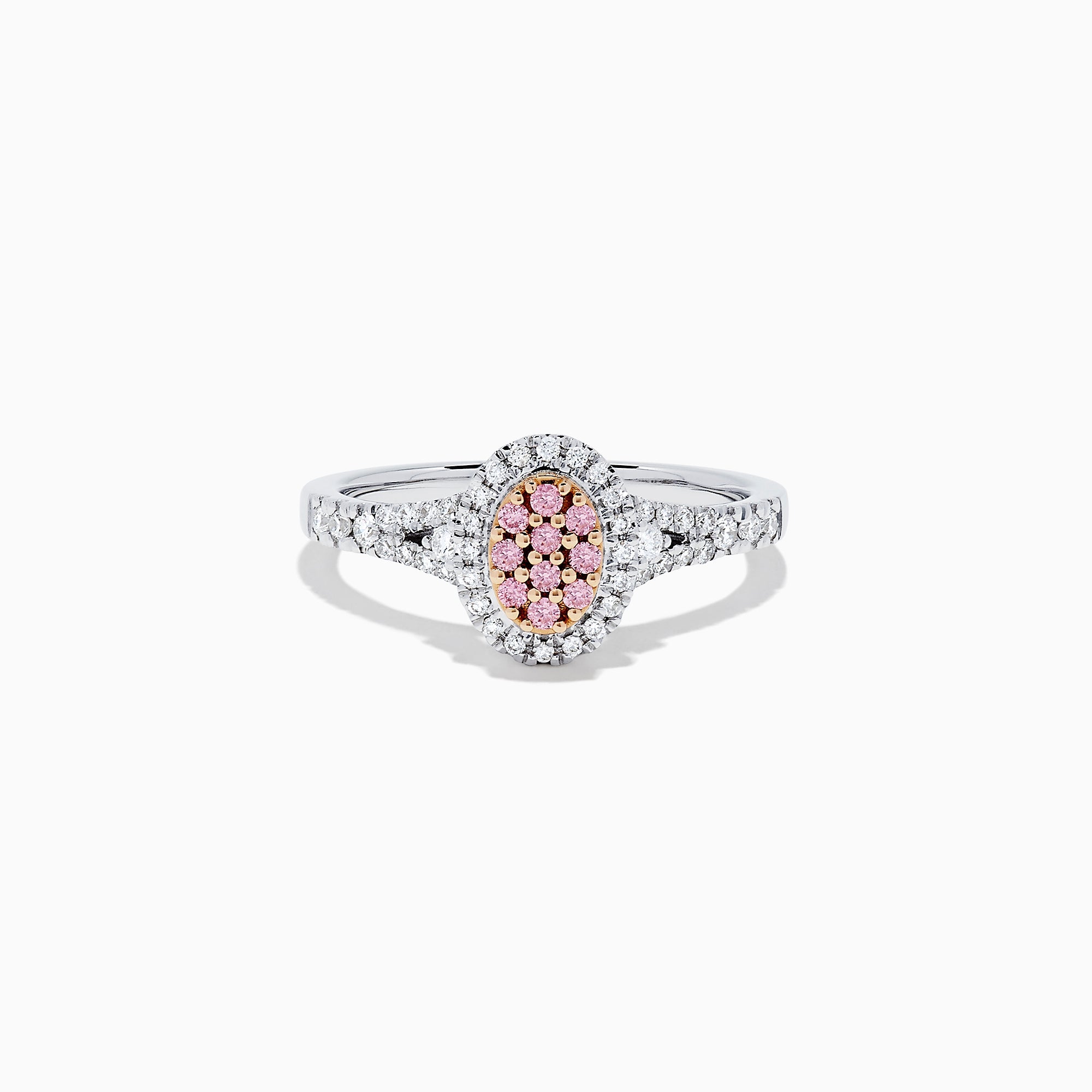 18K Two Tone Gold Pink and White Diamond Ring, 0.37 TCW