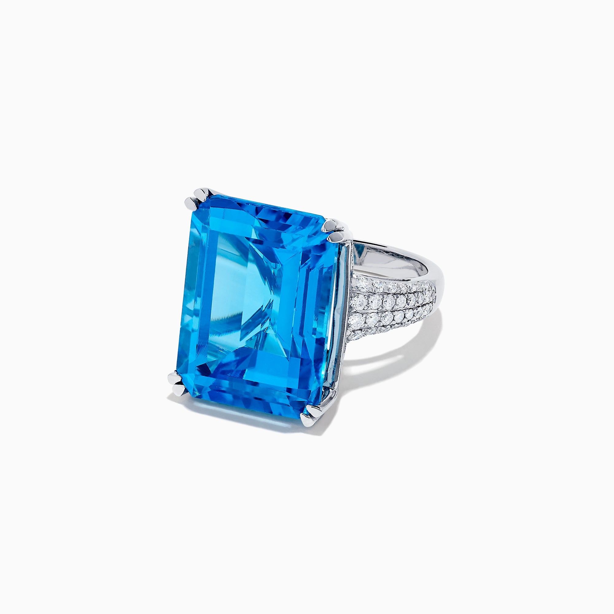 14K White Gold Blue Topaz and Diamond Ring, 29.29 TCW