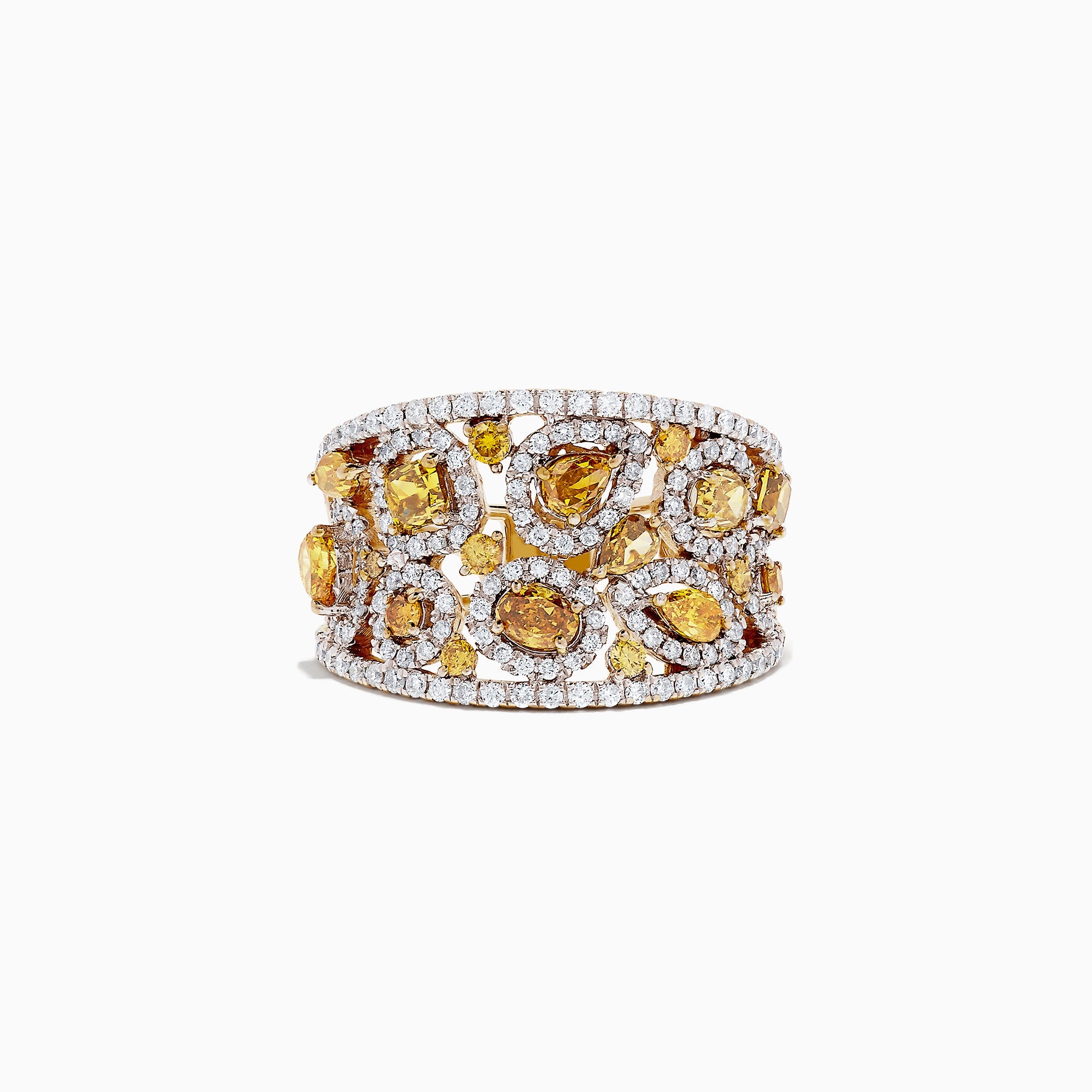 14K Yellow Gold Yellow and White Diamond Ring, 2.50 TCW