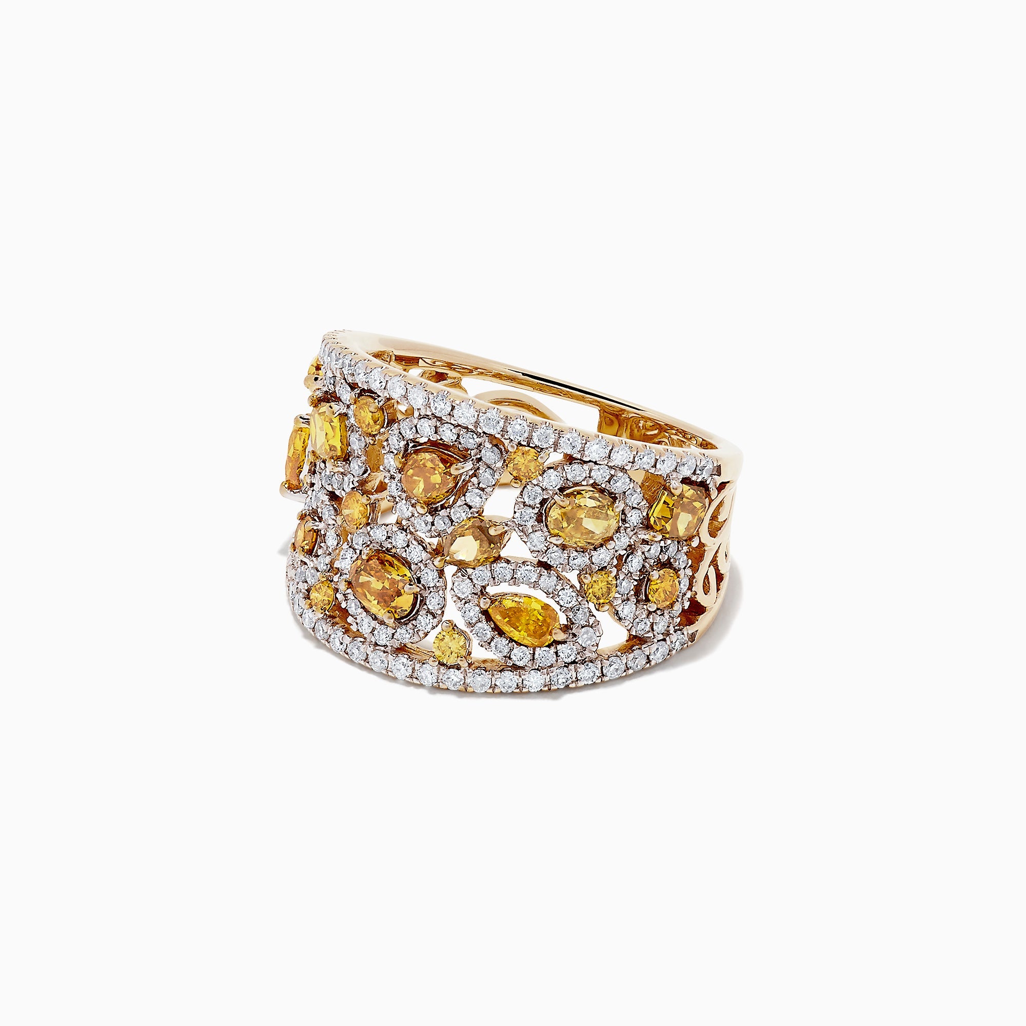 14K Yellow Gold Yellow and White Diamond Ring, 2.50 TCW