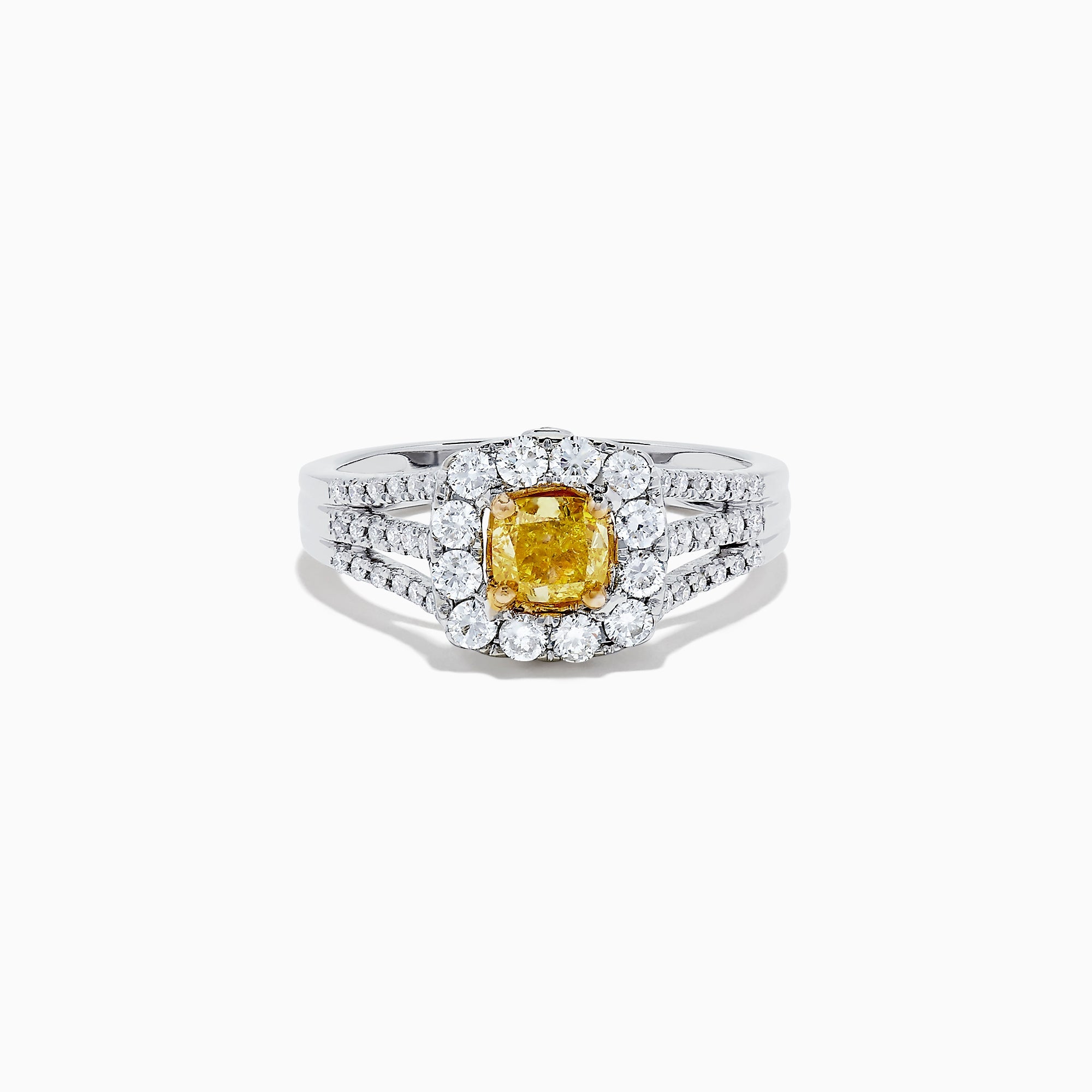 14K Two Tone Gold Yellow and White Diamond Ring, 1.22 TCW