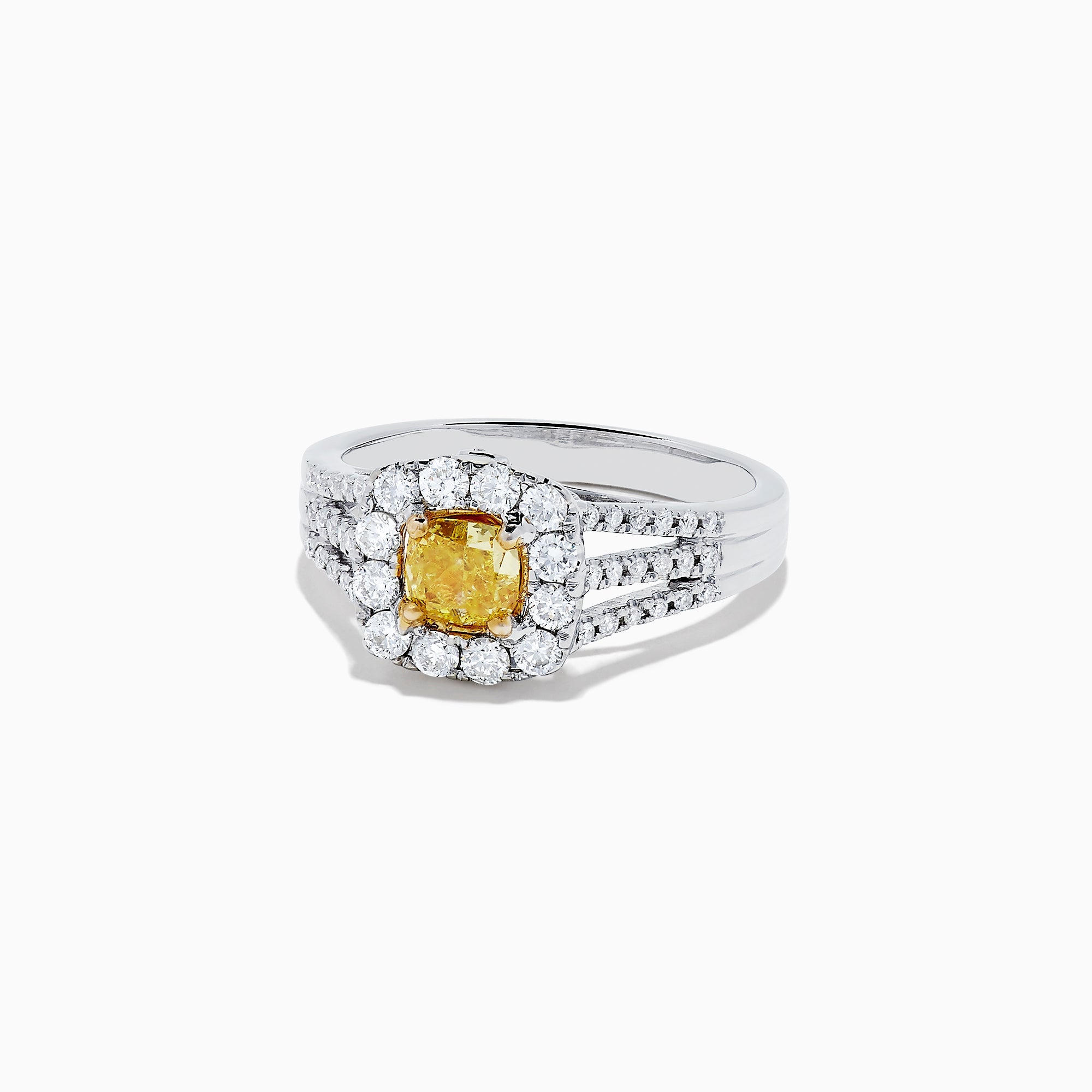 14K Two Tone Gold Yellow and White Diamond Ring, 1.22 TCW