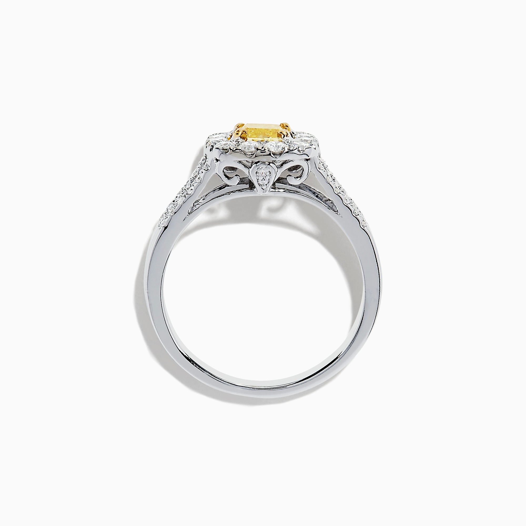 14K Two Tone Gold Yellow and White Diamond Ring, 1.22 TCW