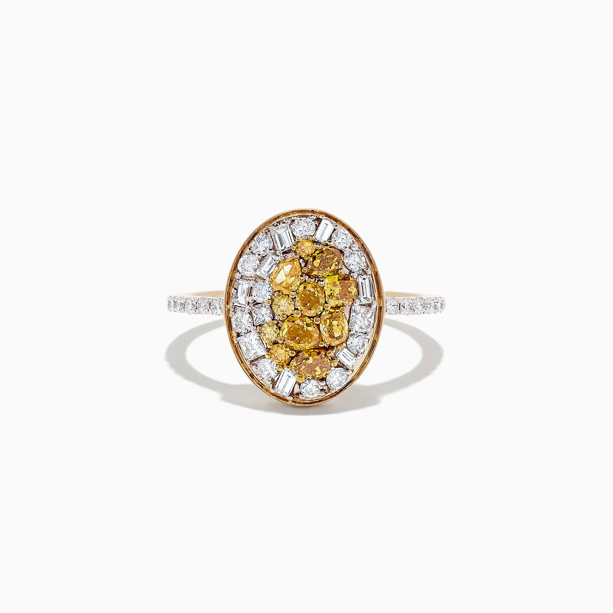 14K Yellow Gold Yellow and White Diamond Ring, 1.15 TCW