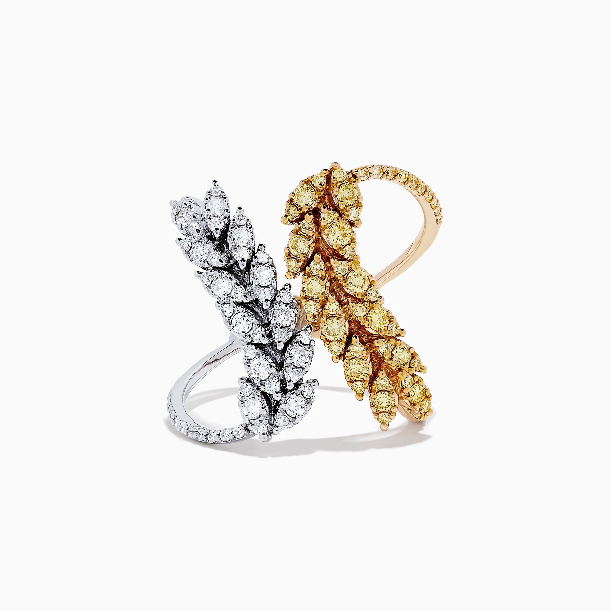 14K Two Tone Gold Yellow Diamond and White Diamond Ring, 1.00 TCW