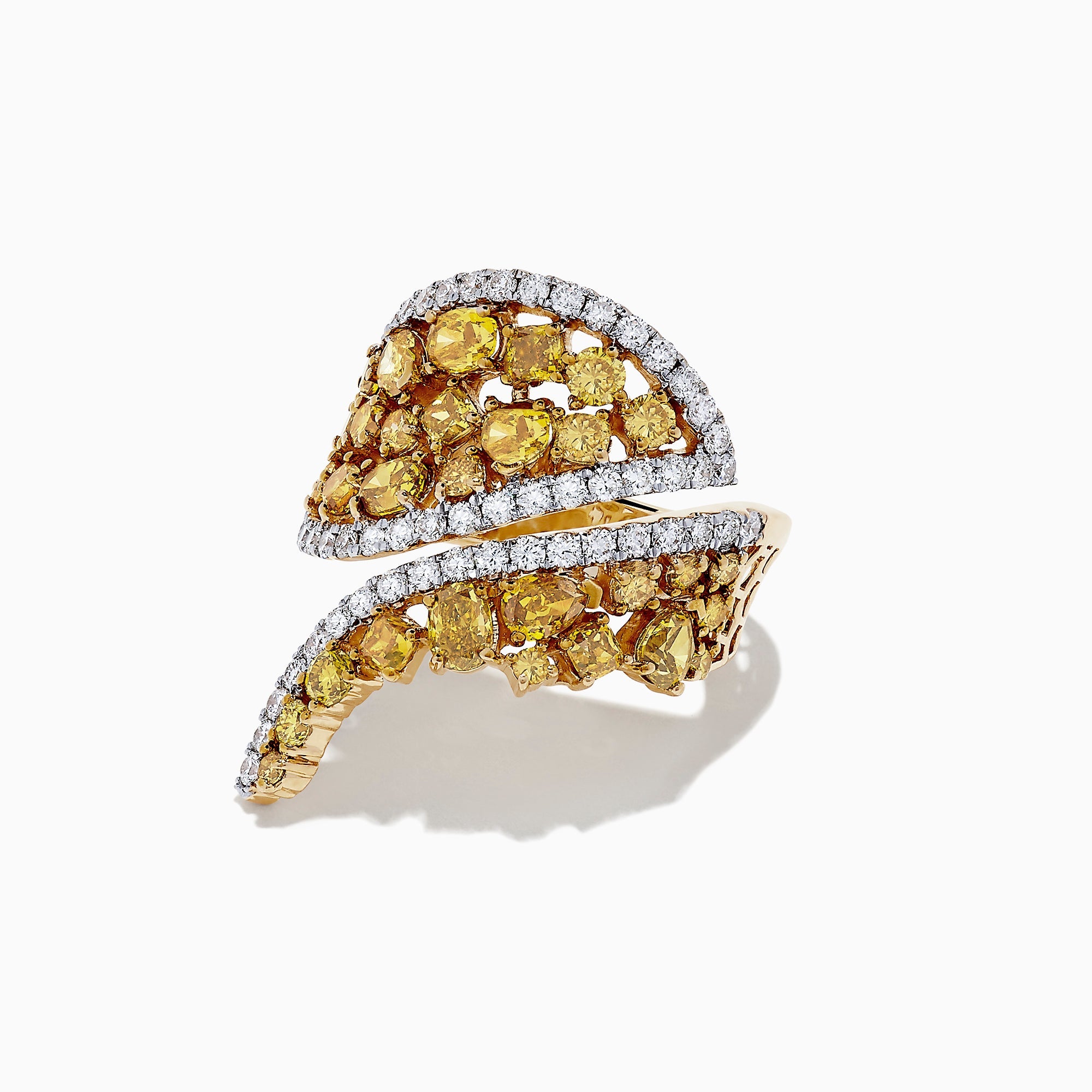 14K Yellow Gold Yellow and White Diamond Wrap Ring, 3.50 TCW