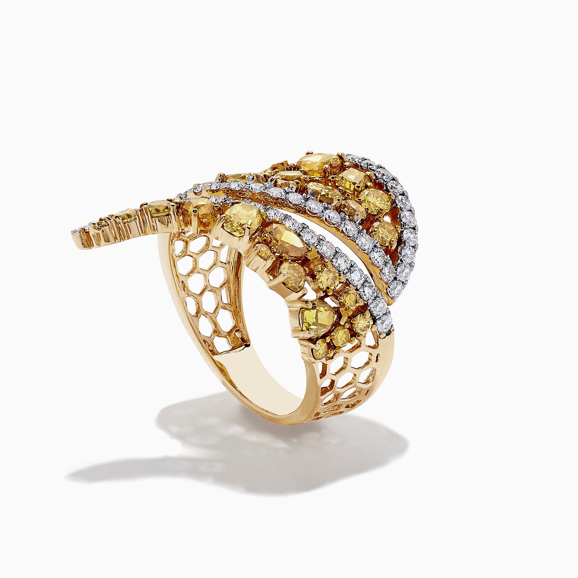 14K Yellow Gold Yellow and White Diamond Wrap Ring, 3.50 TCW