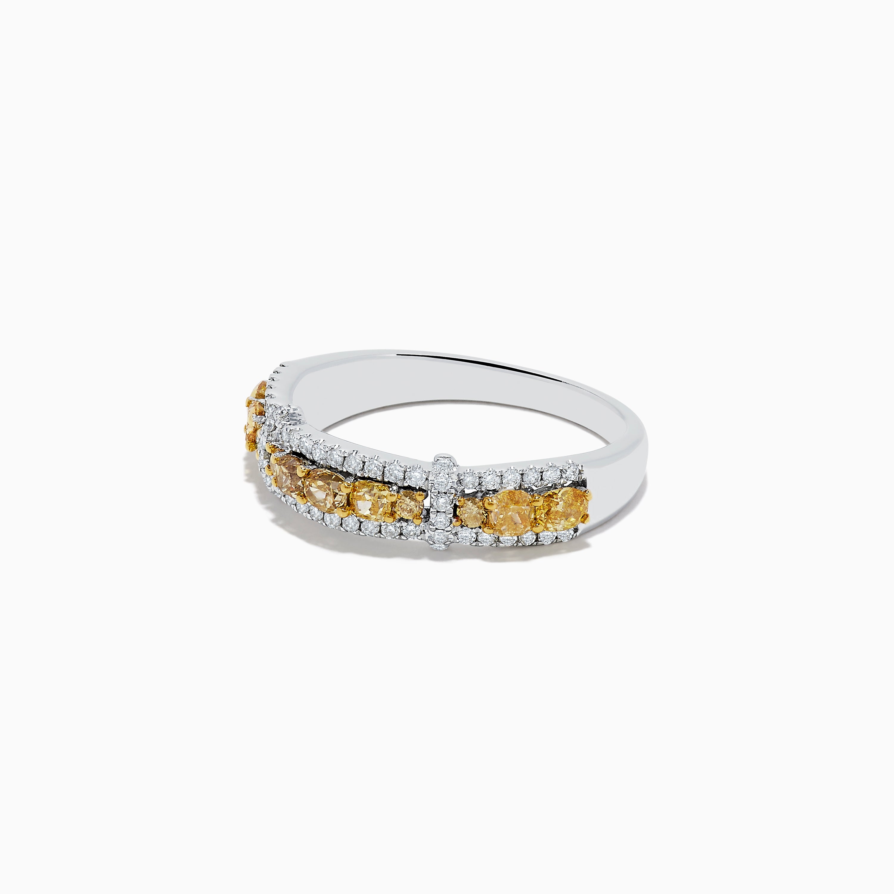 14K White Gold Fancy Yellow and White Diamond Ring, 1.00 TCW