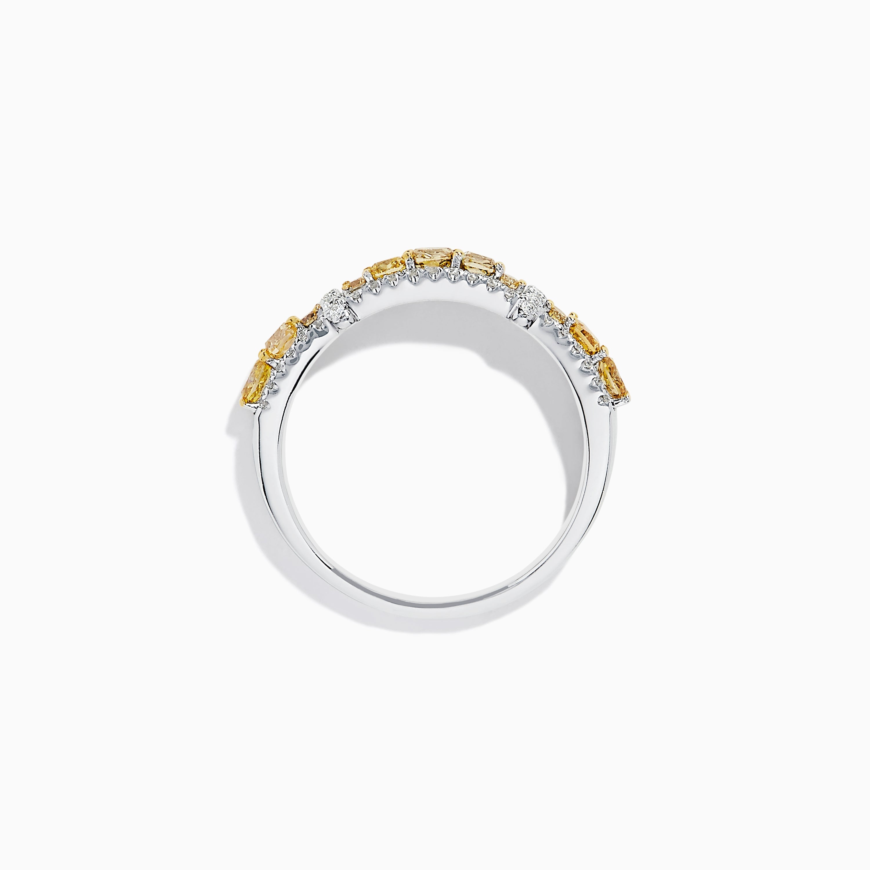 14K White Gold Fancy Yellow and White Diamond Ring, 1.00 TCW