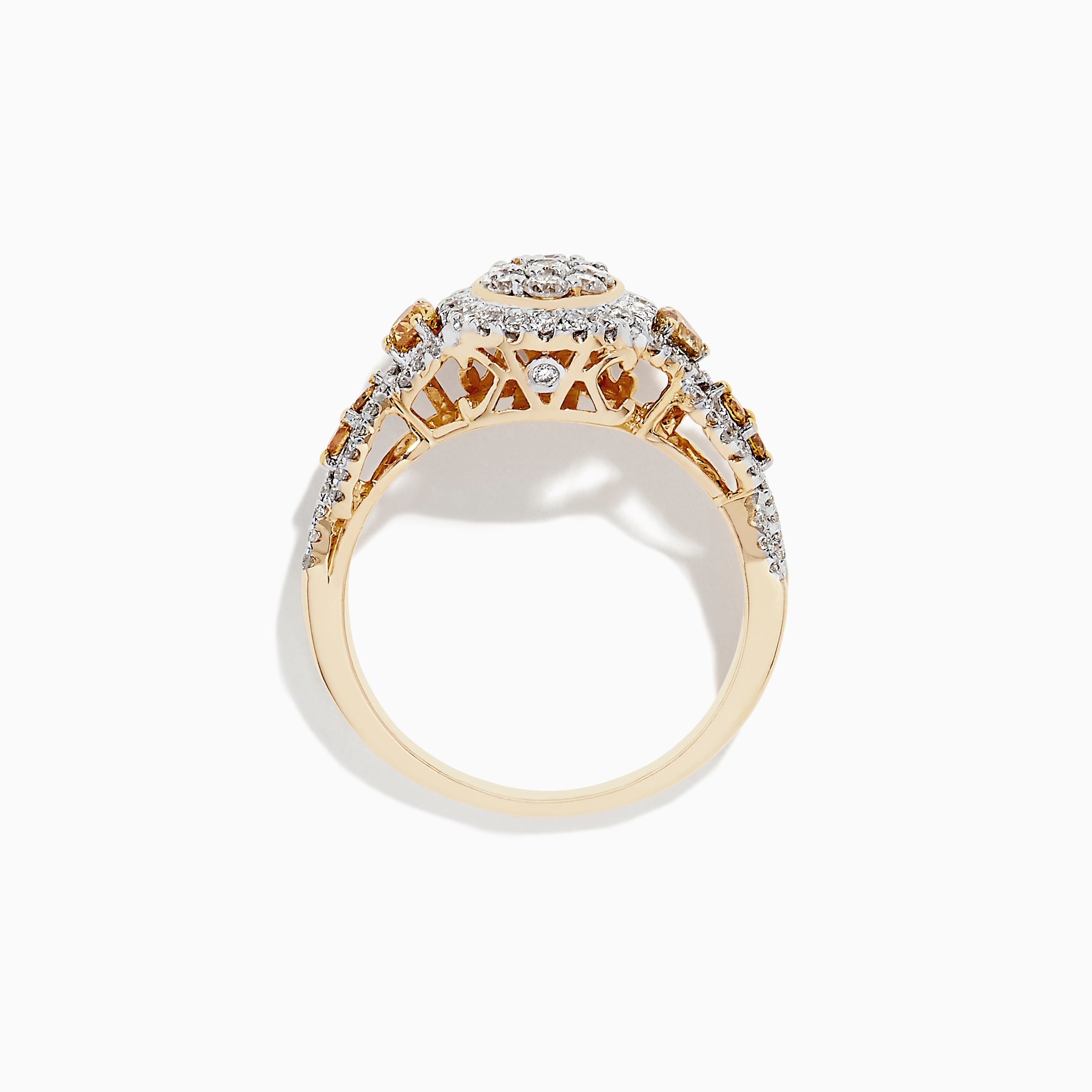 14K Yellow Gold White and Fancy Yellow Diamond Ring, 1.00 TCW