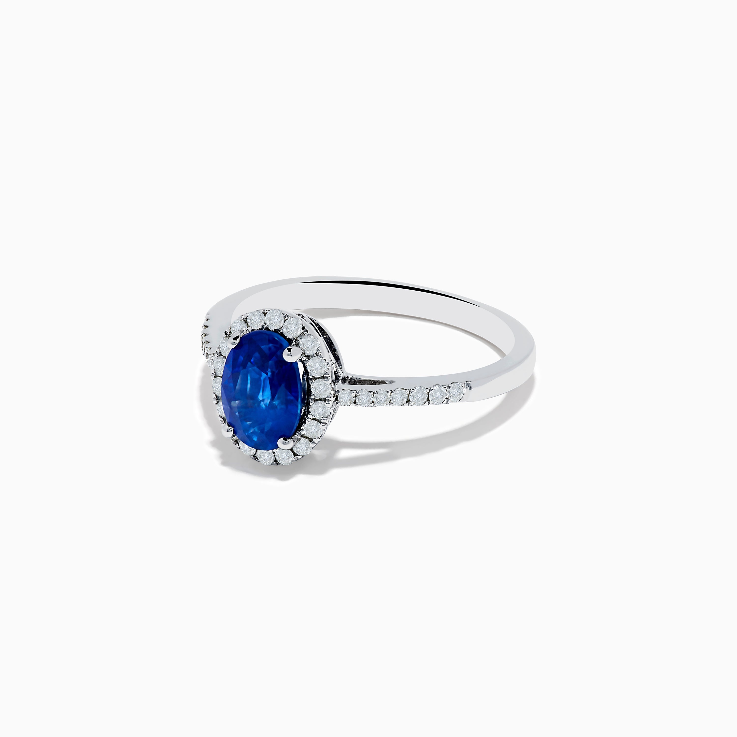 14K White Gold Oval Blue Sapphire and Diamond Ring