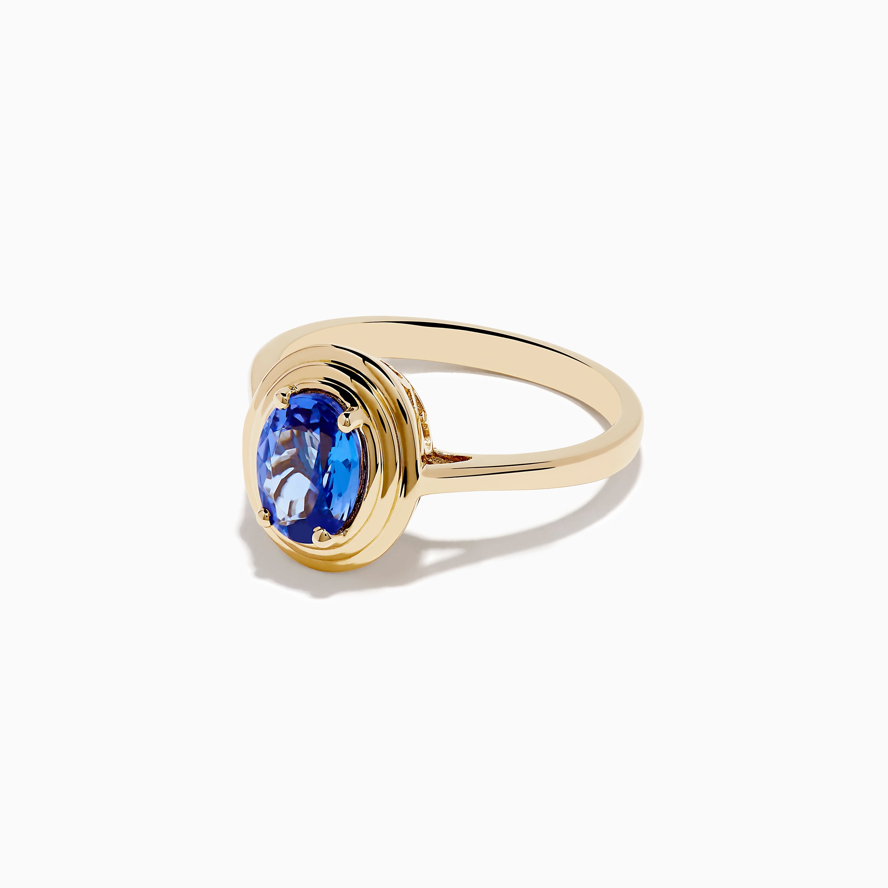 14K Yellow Gold Tanzanite Faux-Triple Bezel Ring