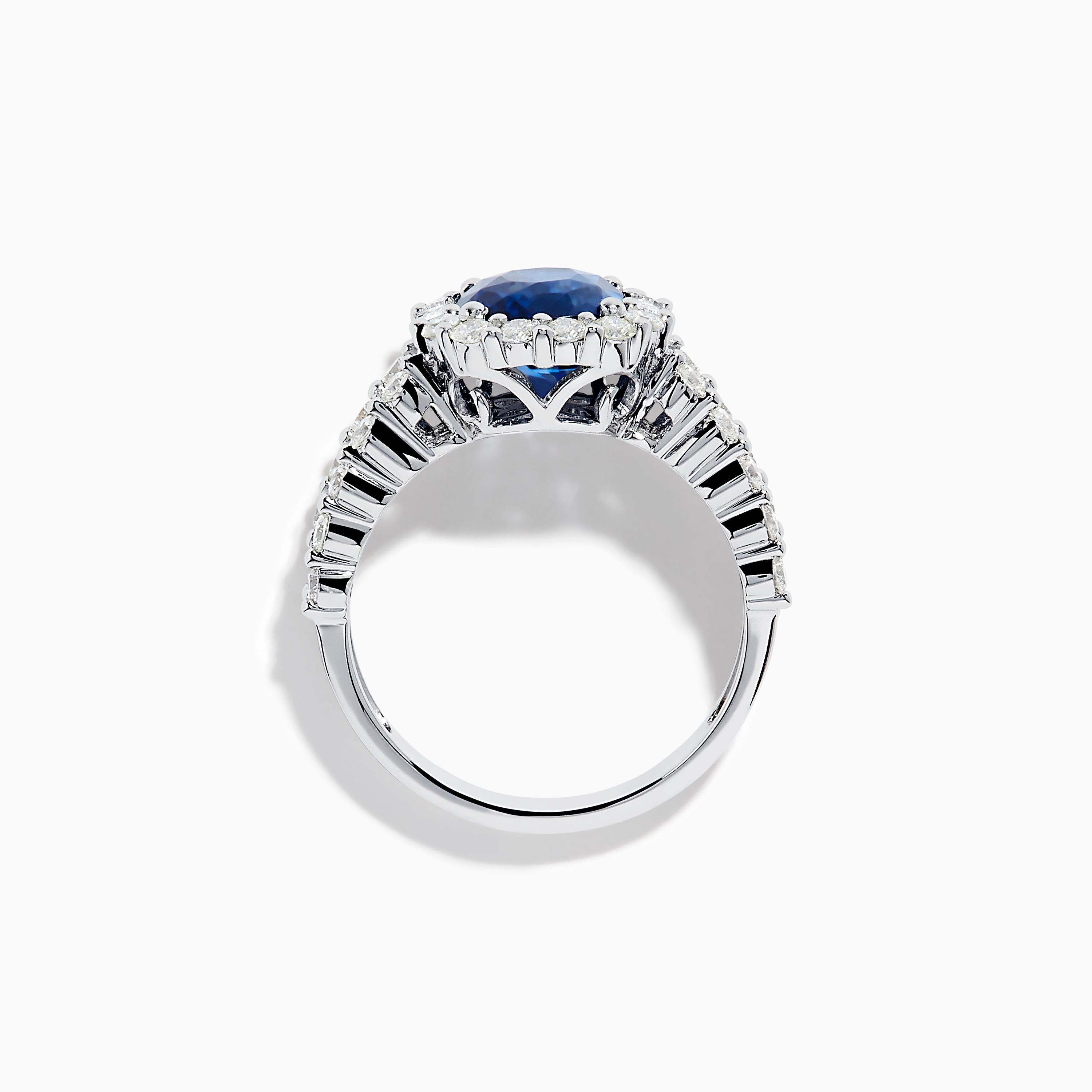 18K White Gold GIA Certified Cushion Cut Blue Sapphire and Diamond Ring