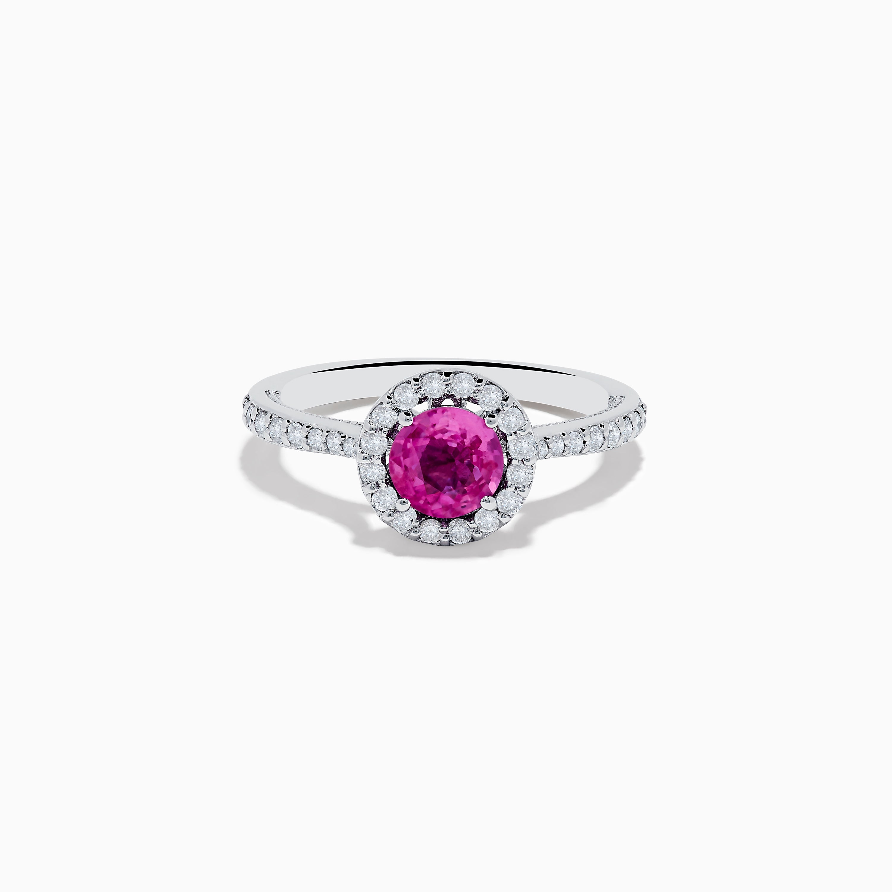 14K White Gold Pink Sapphire and Diamond Ring