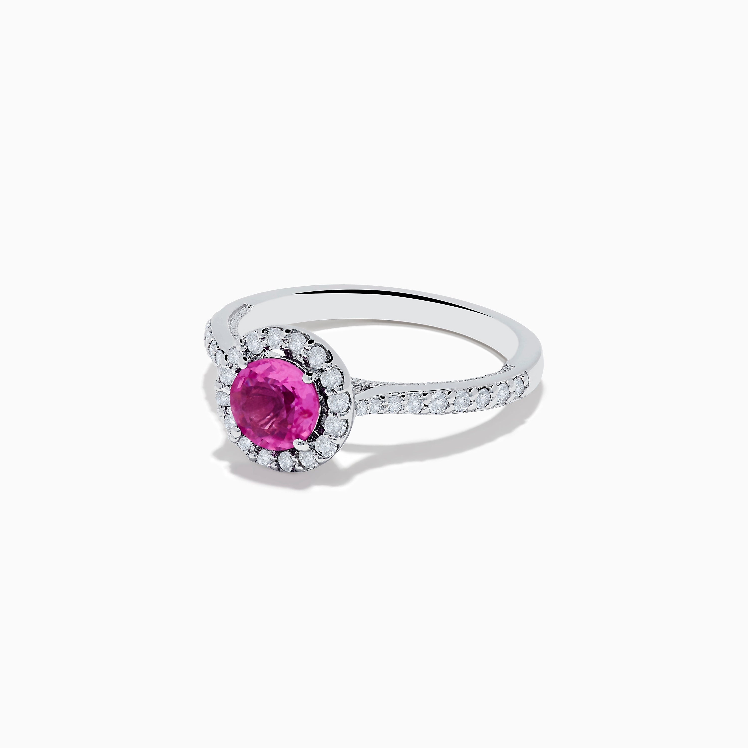 14K White Gold Pink Sapphire and Diamond Ring