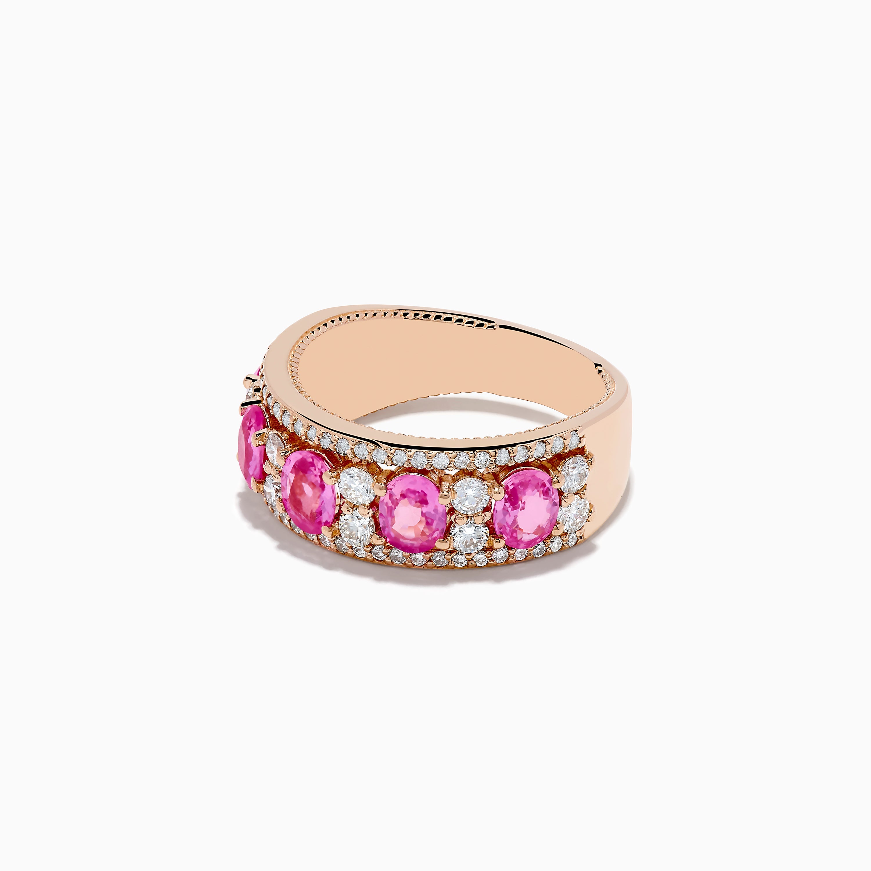 14K Rose Gold Pink Sapphire and Diamond Ring