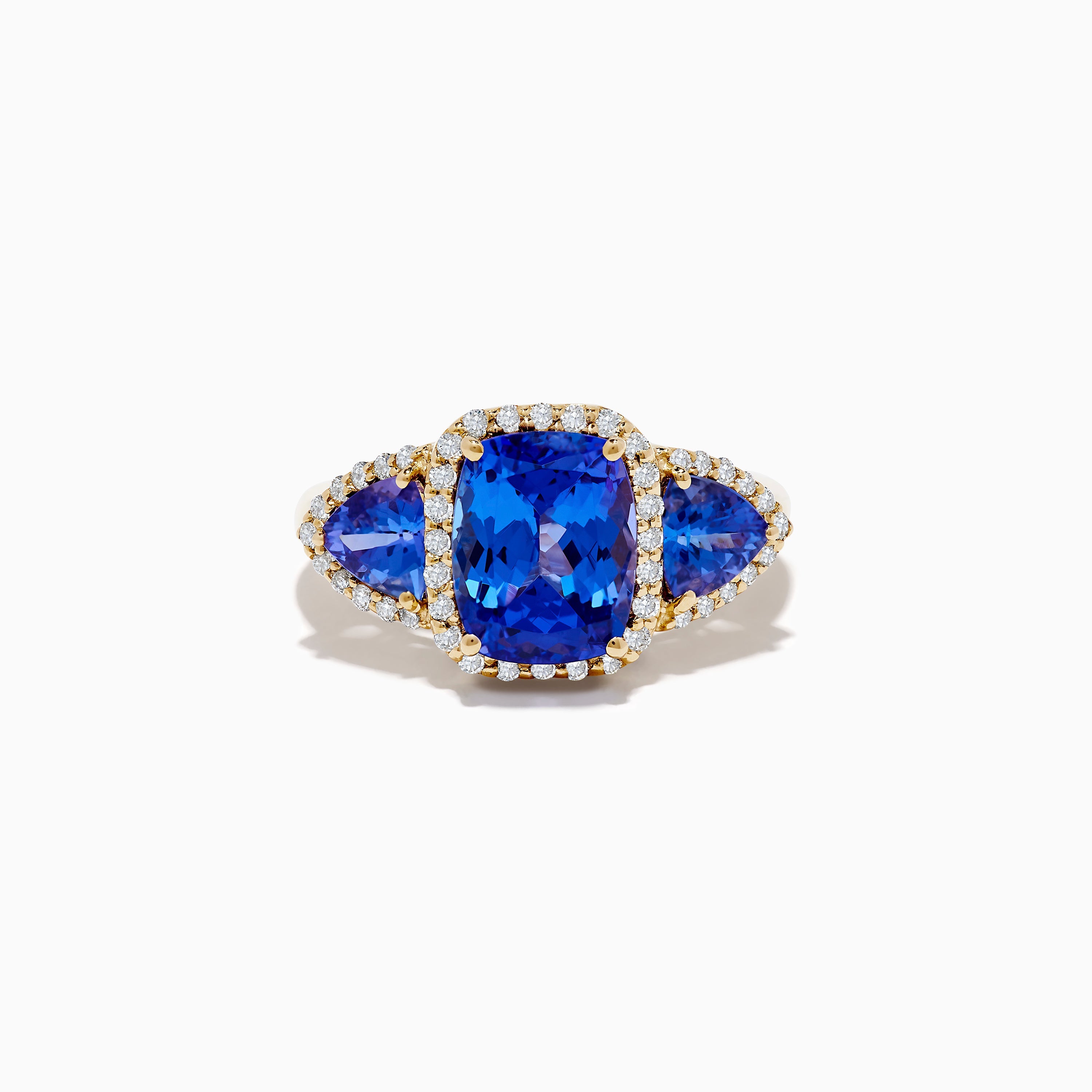 Nahla Siri 14K Yellow Gold Tanzanite and Diamond 3 Stone Ring