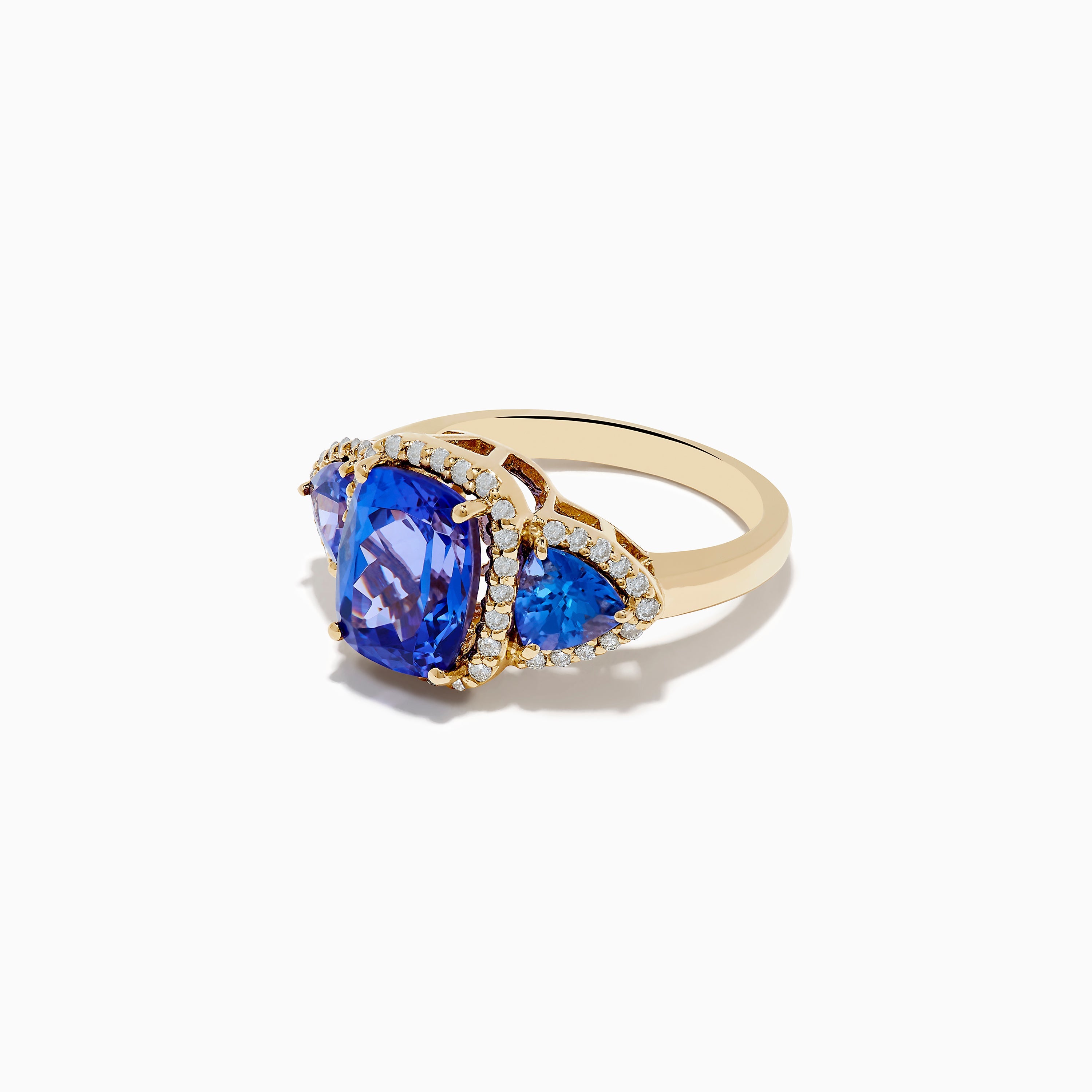 Nahla Siri 14K Yellow Gold Tanzanite and Diamond 3 Stone Ring