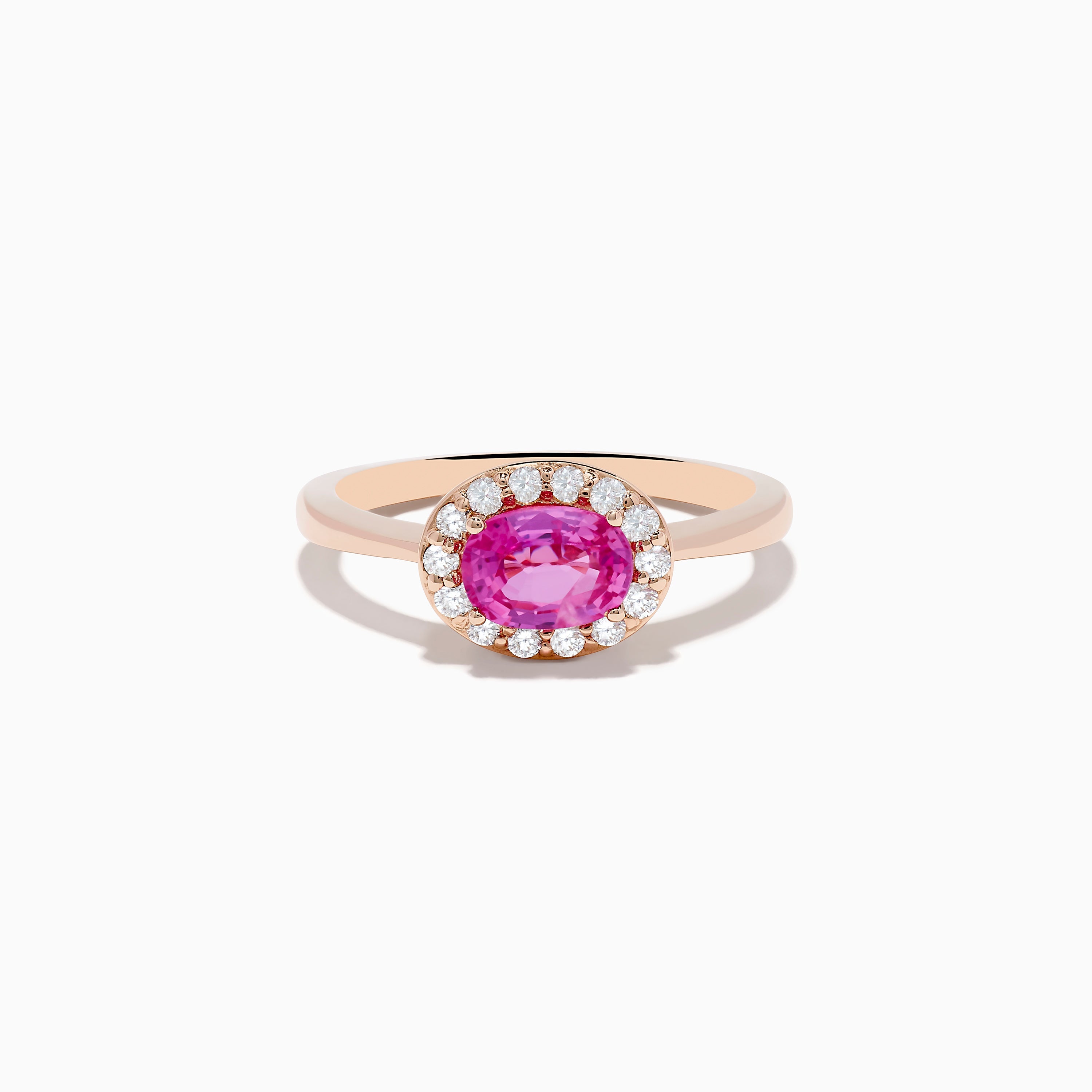 14K Rose Gold Pink Sapphire and Diamond Ring