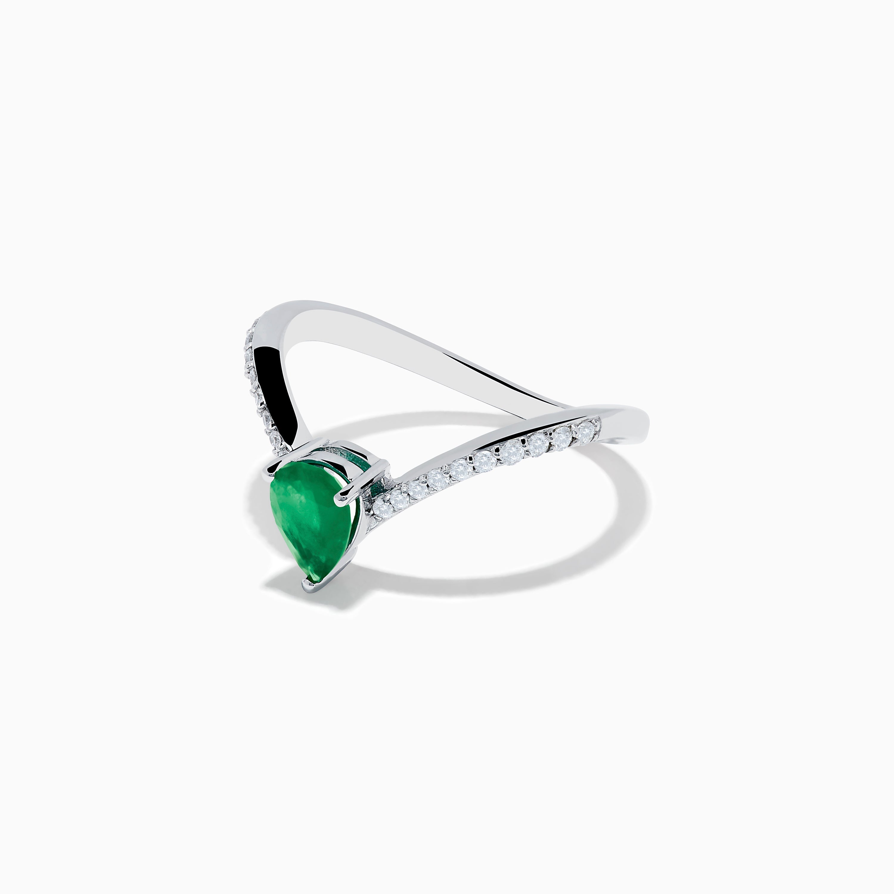 Brasilica 14K White Gold Emerald and Diamond Ring