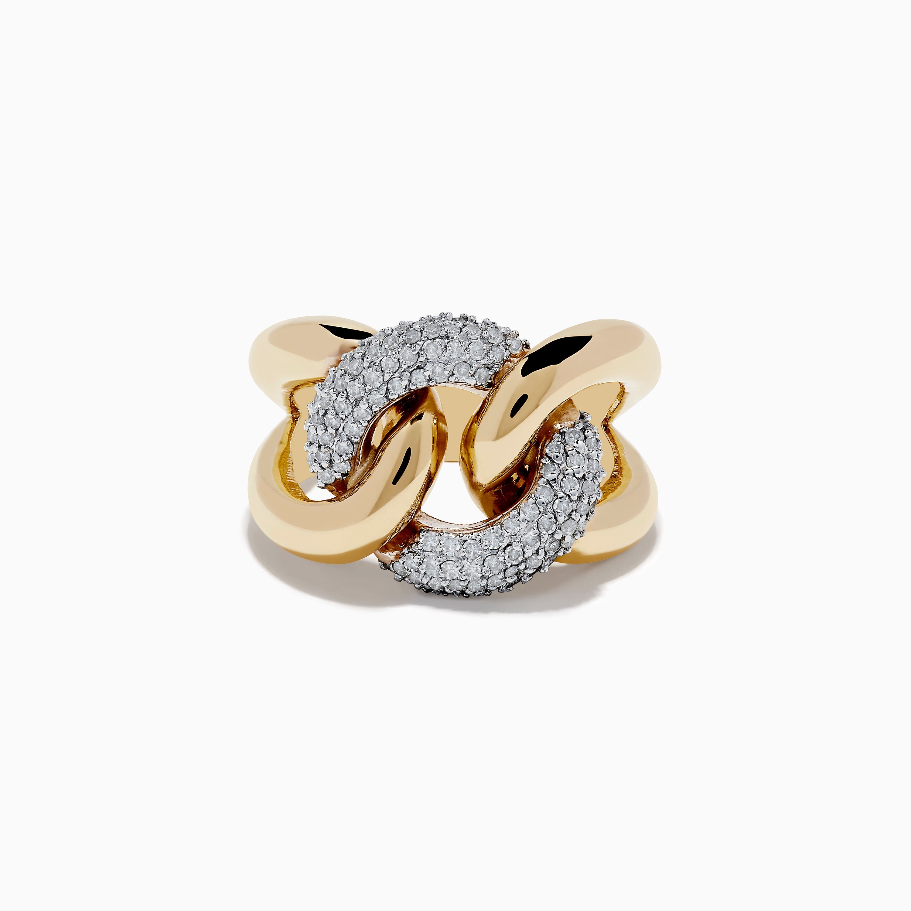 Duo 14K White and Yellow Gold Pave Diamond Chain Link Ring