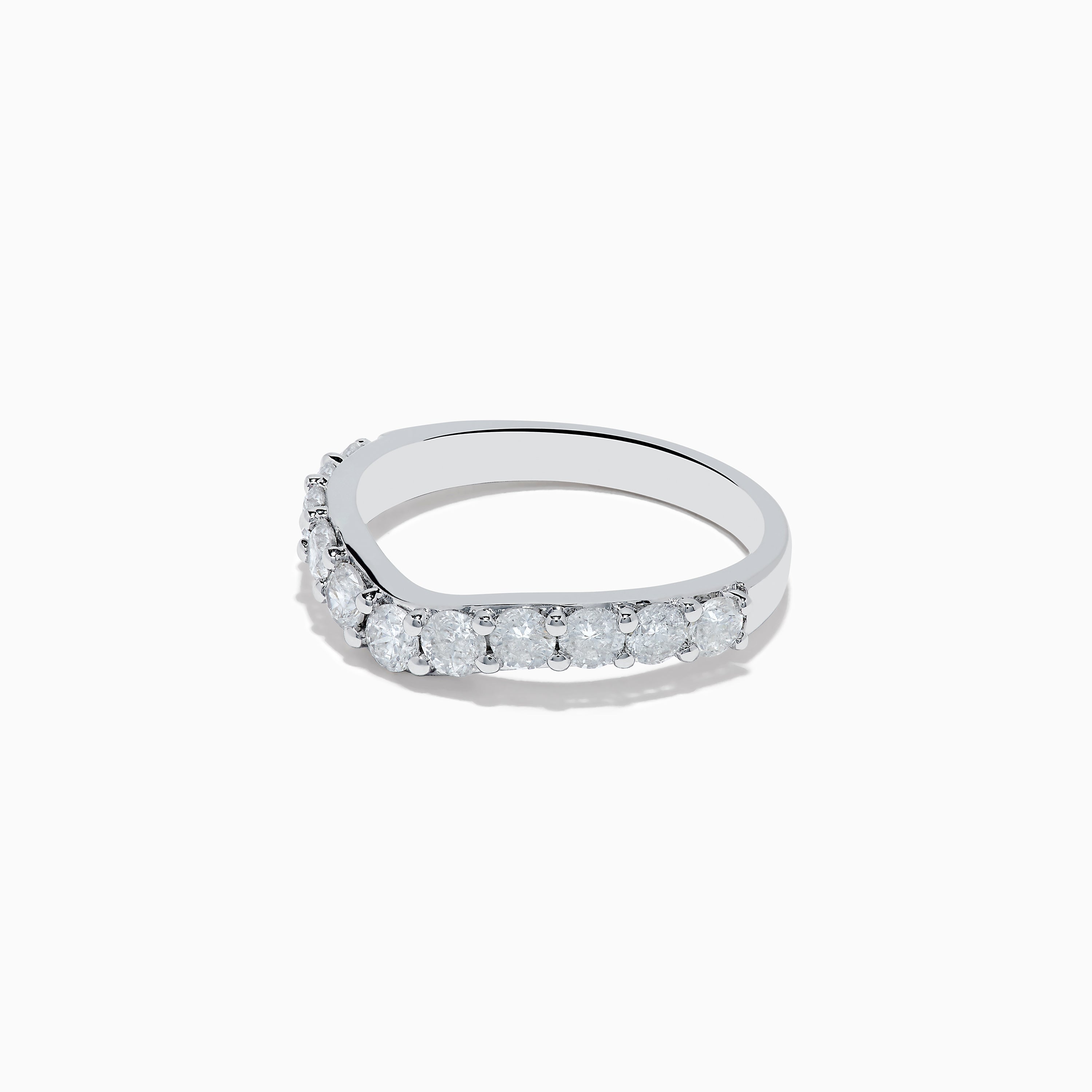 14K White Gold Contoured Diamond Stacking Band 0.95 TCW