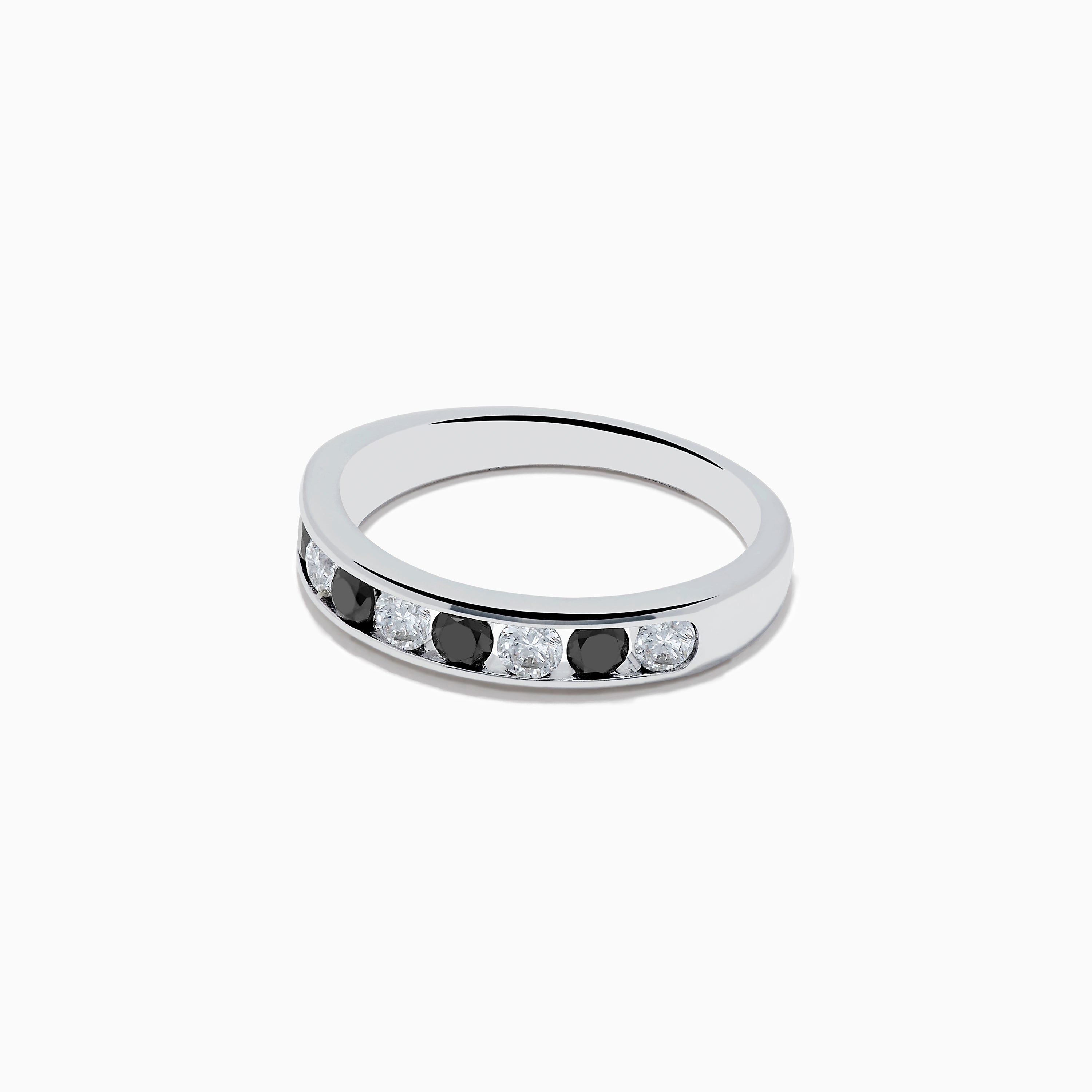 14K White Gold White and Black Diamond Band Ring