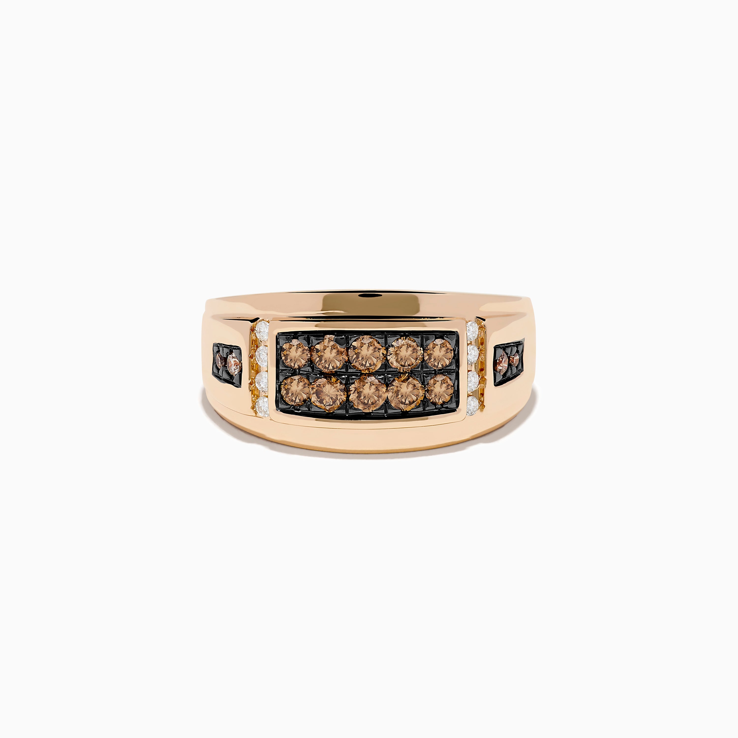 Men's 14K Rose Gold Espresso and White Diamond Ring