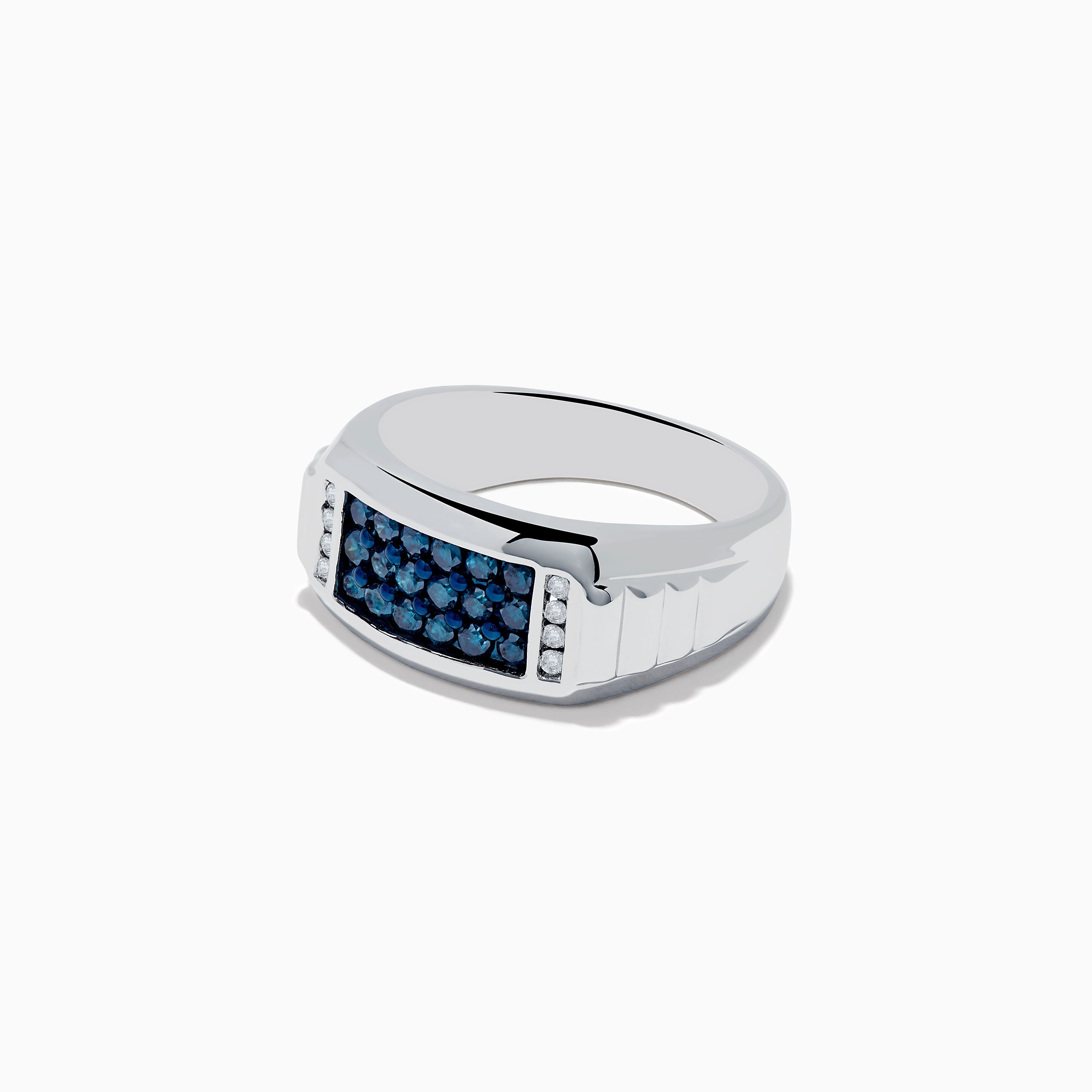 Men's 14K White Gold Blue and White Diamond Ring