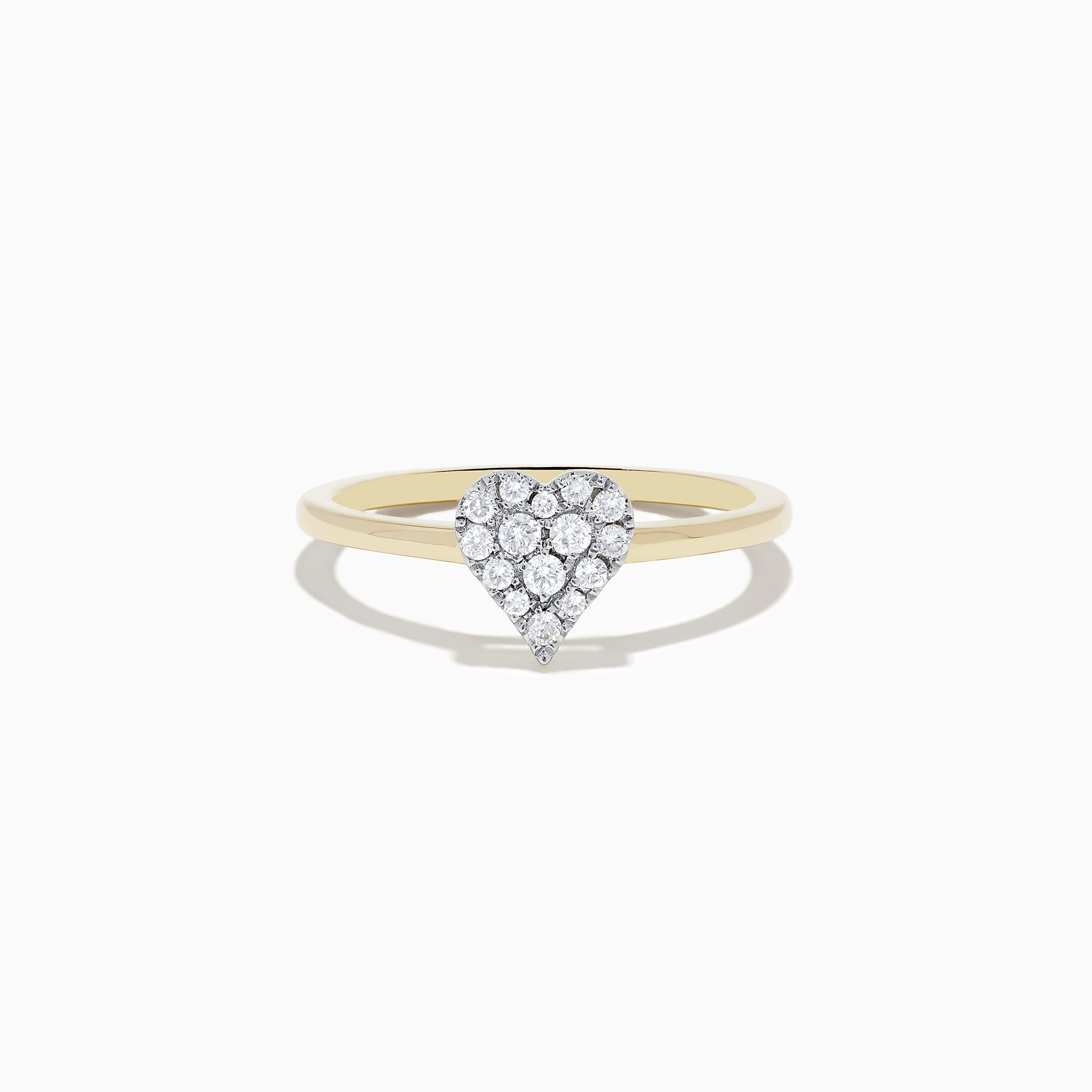 14K Yellow Gold Pave Diamond Heart Ring