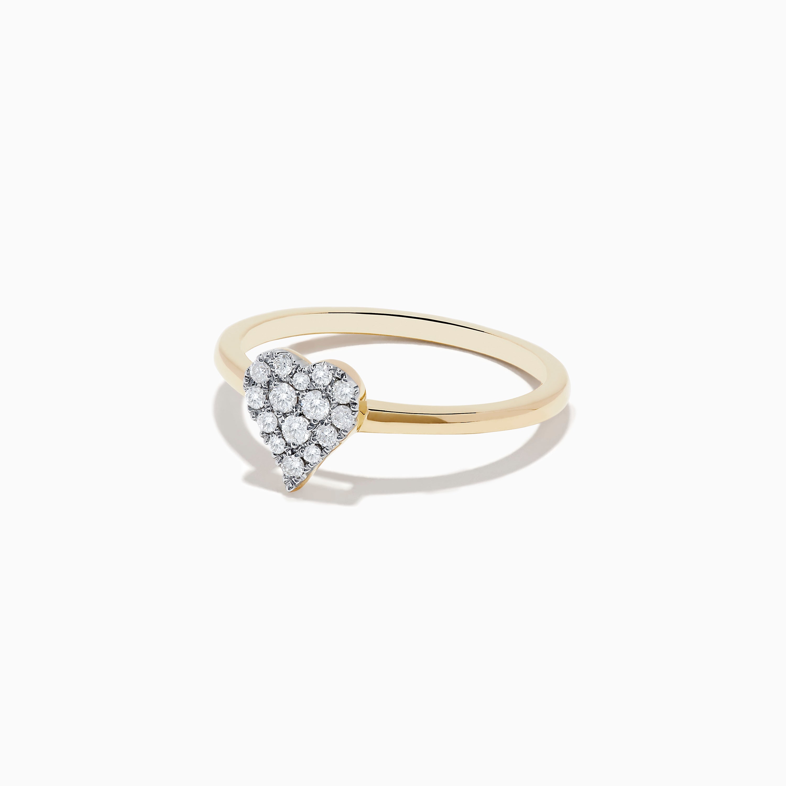 14K Yellow Gold Pave Diamond Heart Ring