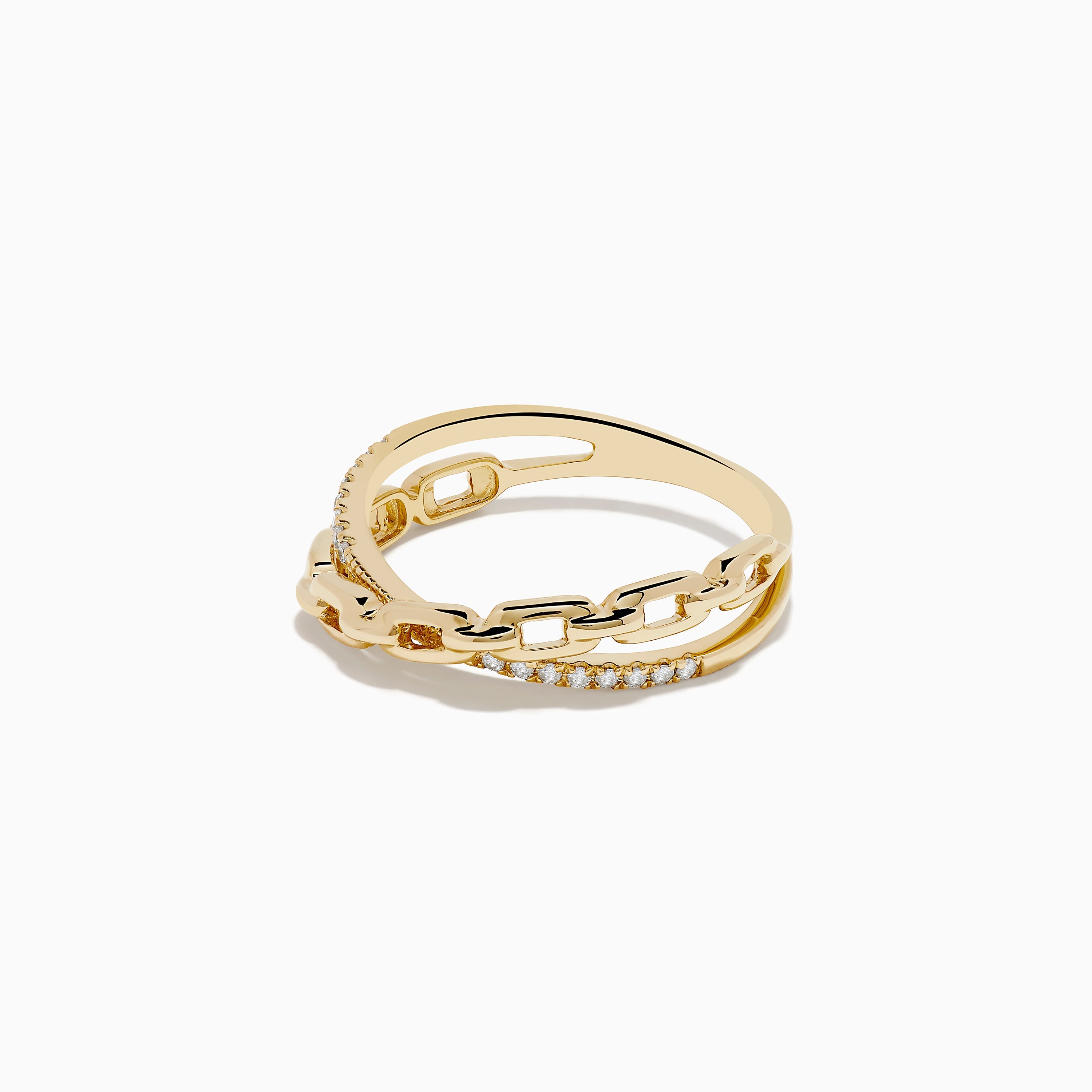 14K Yellow Gold Diamond Chain Link Ring