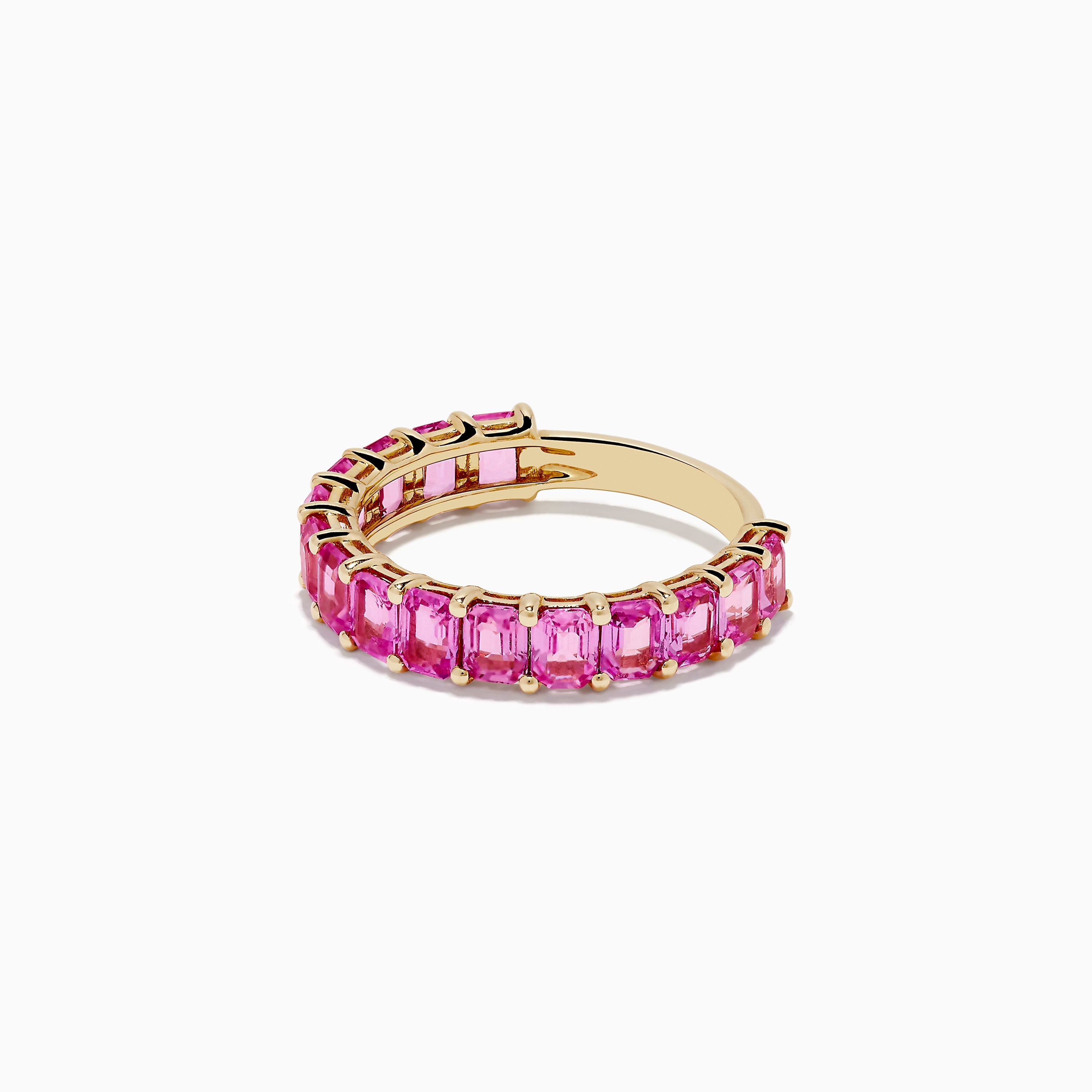 14k Yellow Gold Pink Sapphire Band Ring